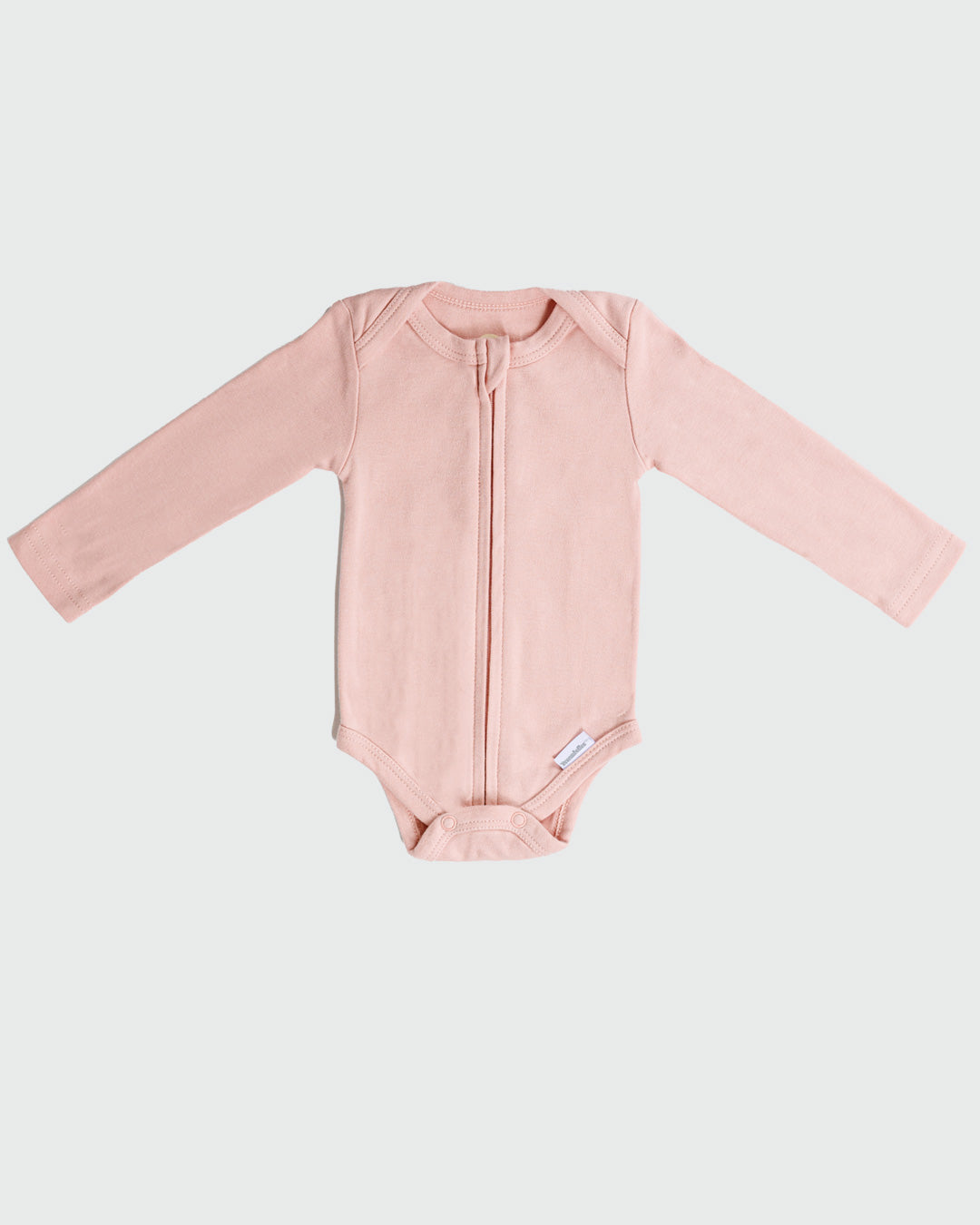 Long Sleeve Zipper Bodysuit In Peach