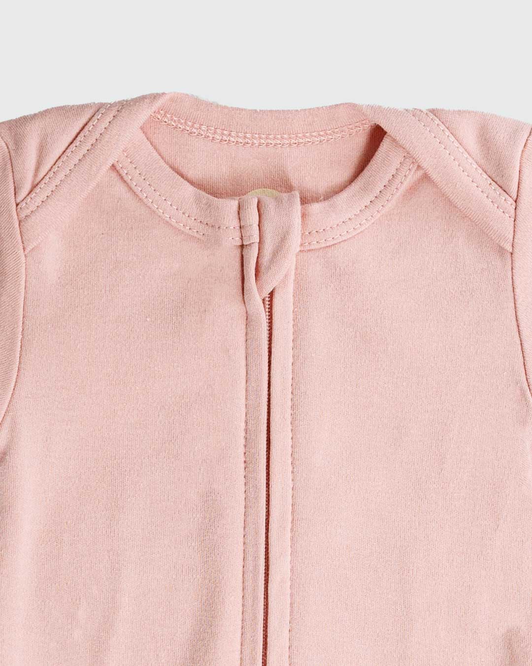 Long Sleeve Zipper Bodysuit In Peach