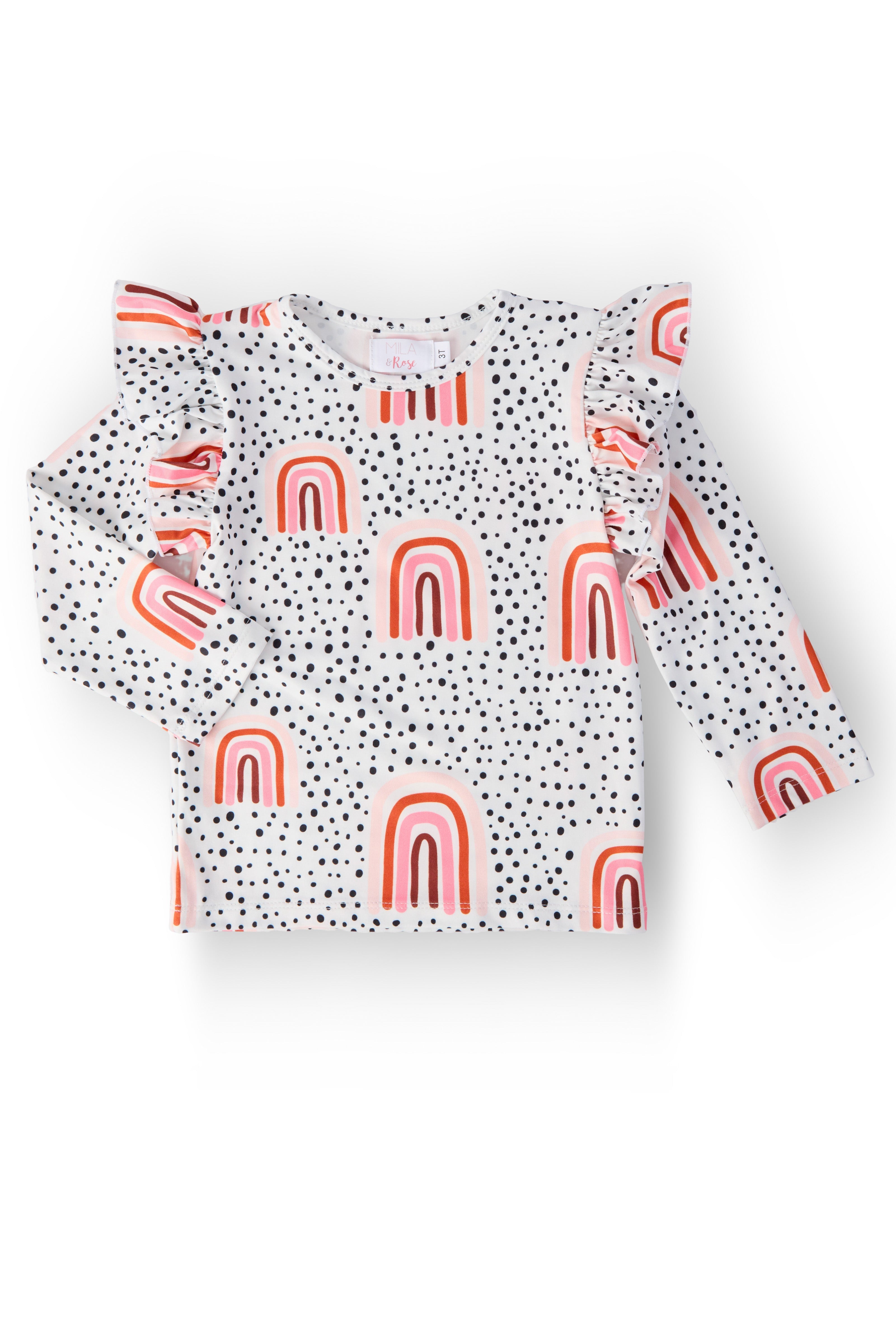 Peach Rainbow L/s Ruffle Tee