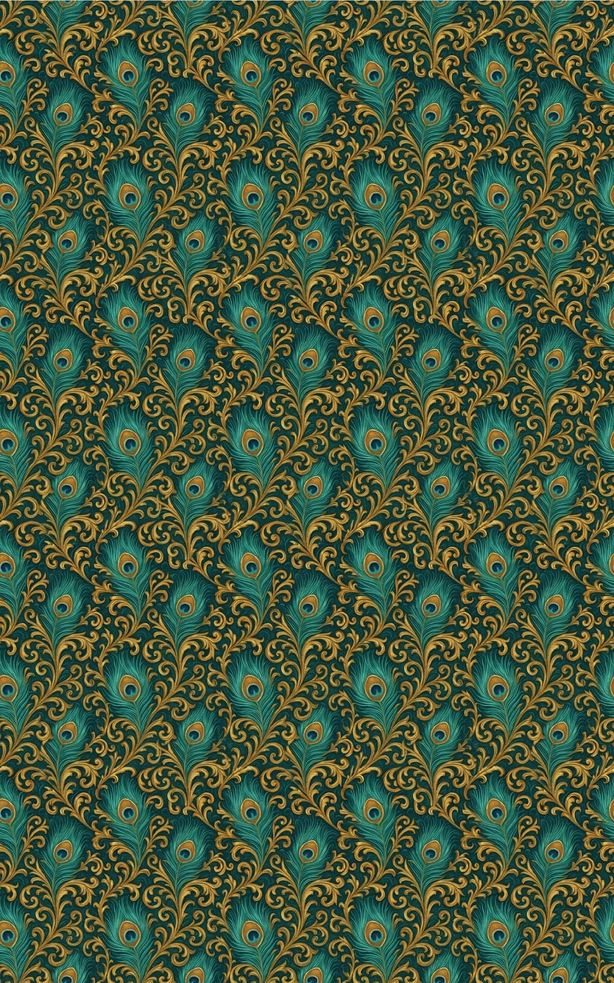 Peacock Plumage Script Wrapping Paper