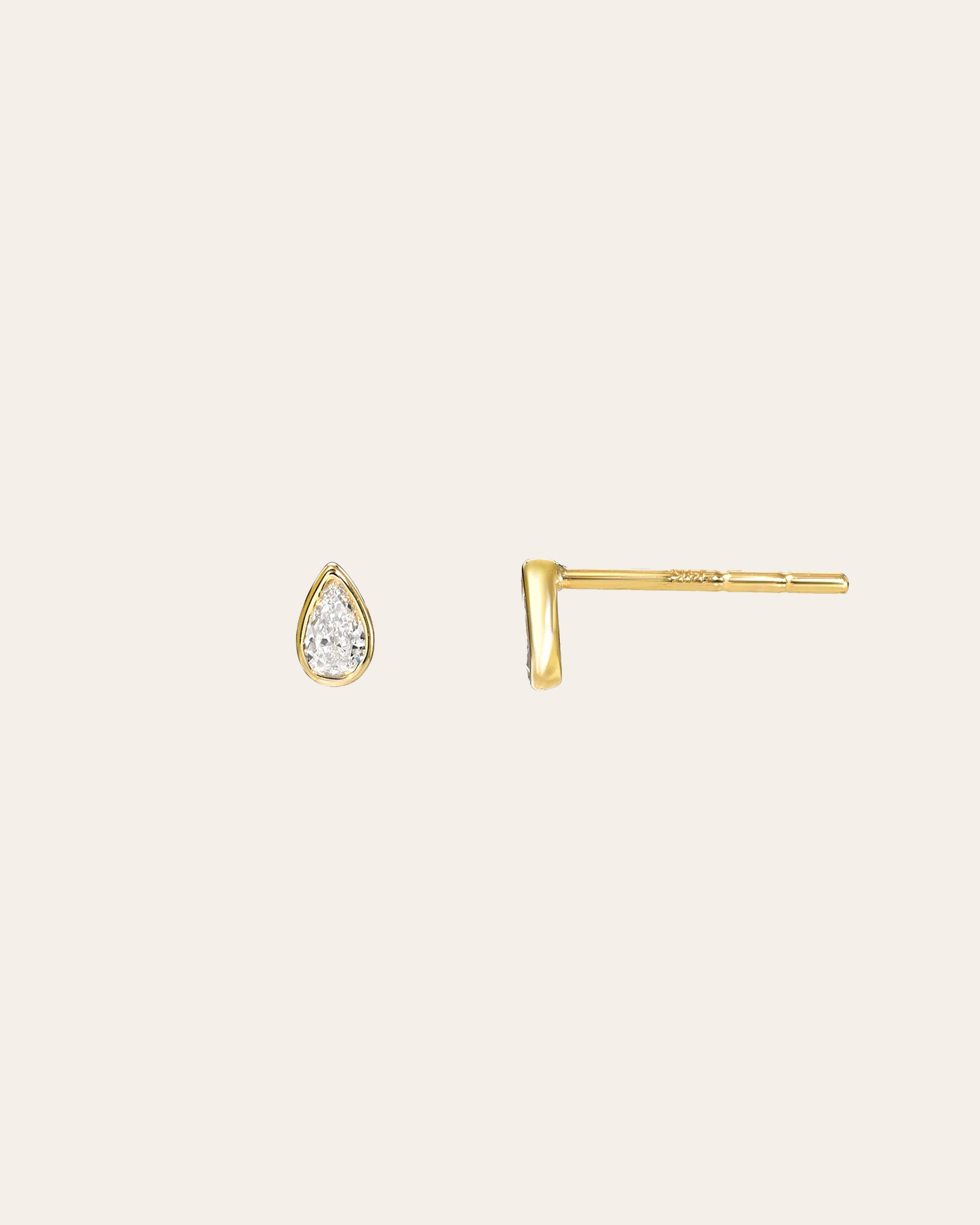 Pear Bezel Diamond Stud Earrings