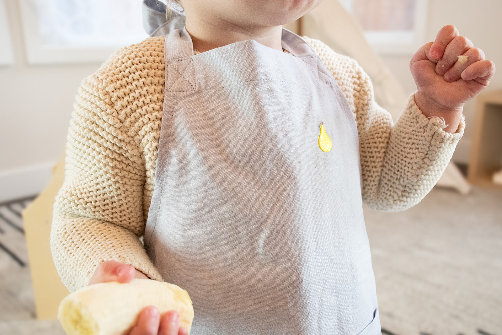Blue Organic Cotton And Linen Apron Set