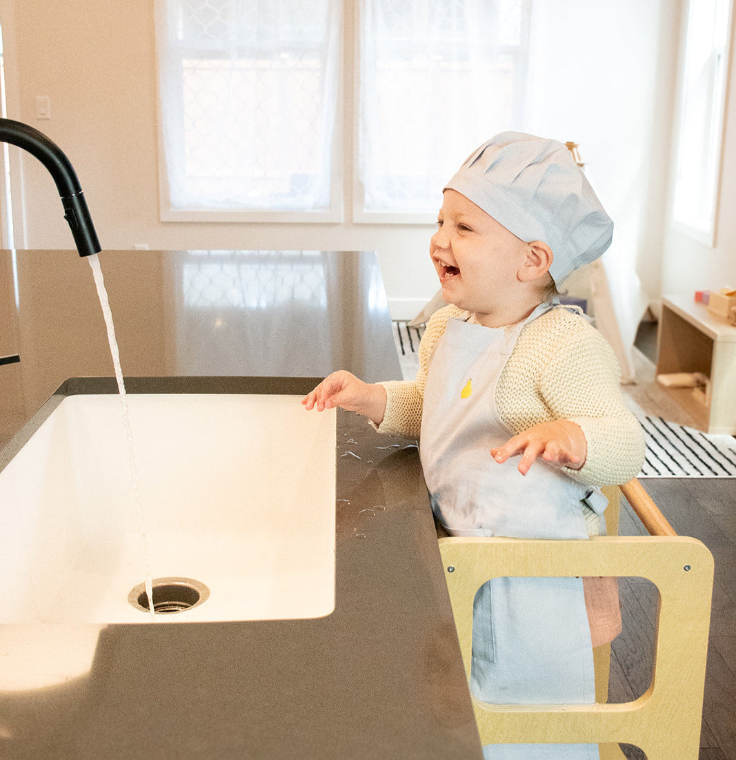 Blue Organic Cotton And Linen Apron Set