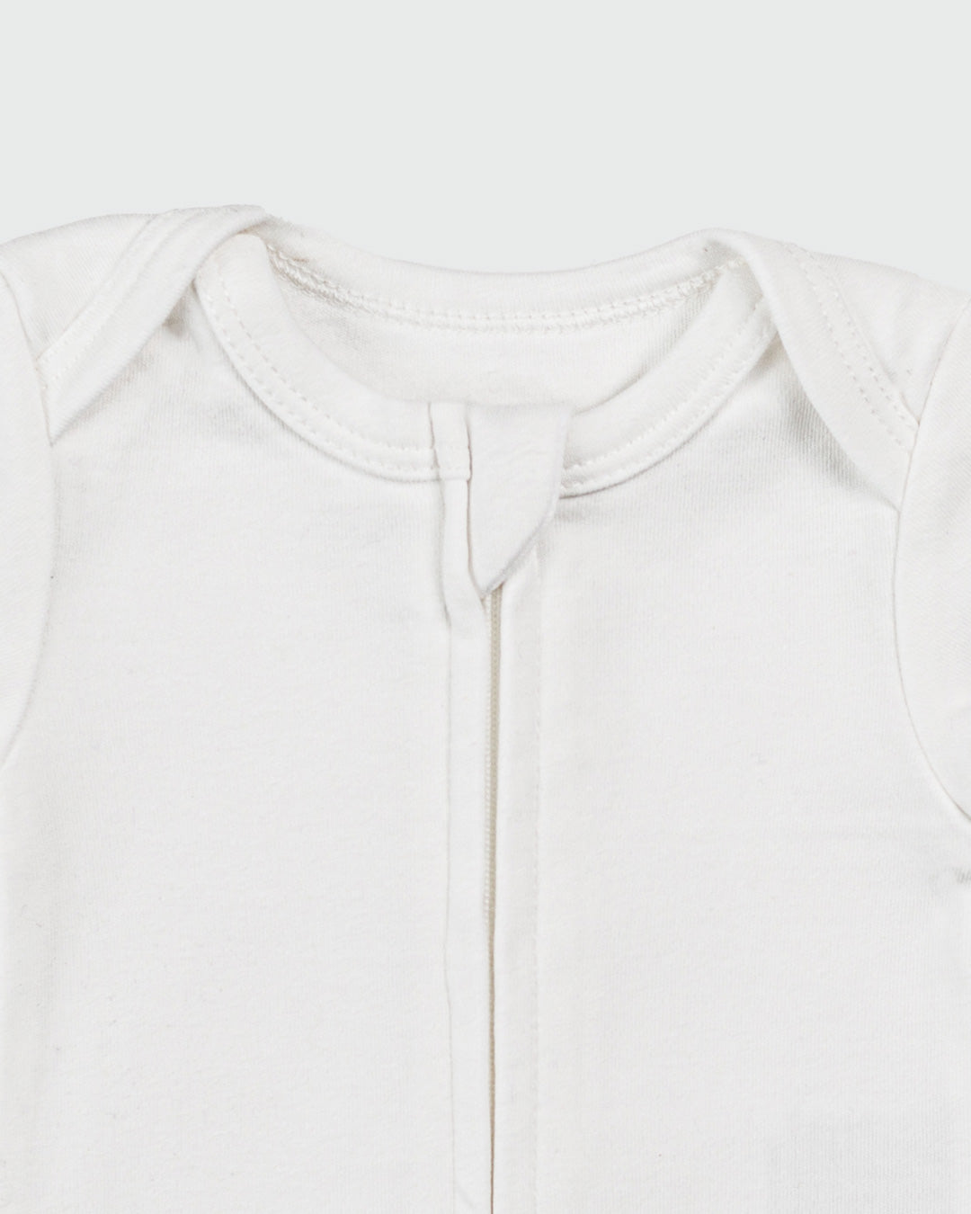 Short Sleeve Zipper Bodysuit In Pearl, 0-3m