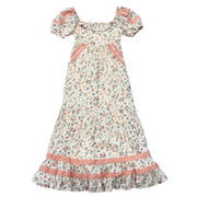 Girls Peasant Ruffle Maxi Dress In Dasha Ditsy In Cream