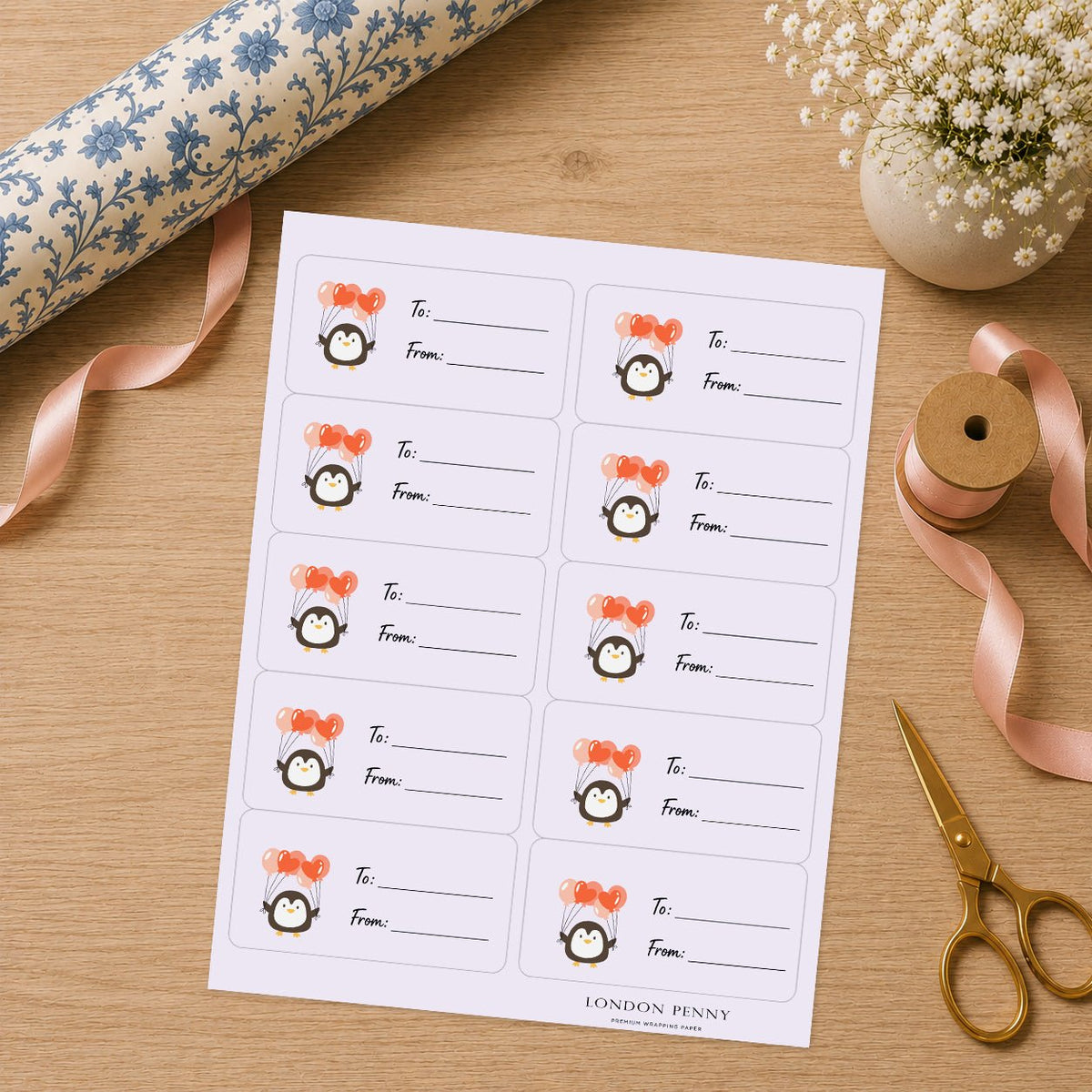 Penguin Party Gift Tag Sticker Sheet