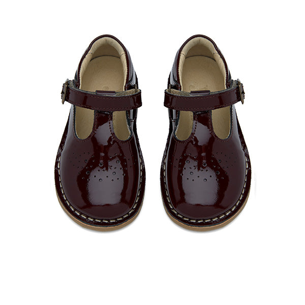 Penny Velcro T-Bar Kids Shoe Cherry Patent Leather