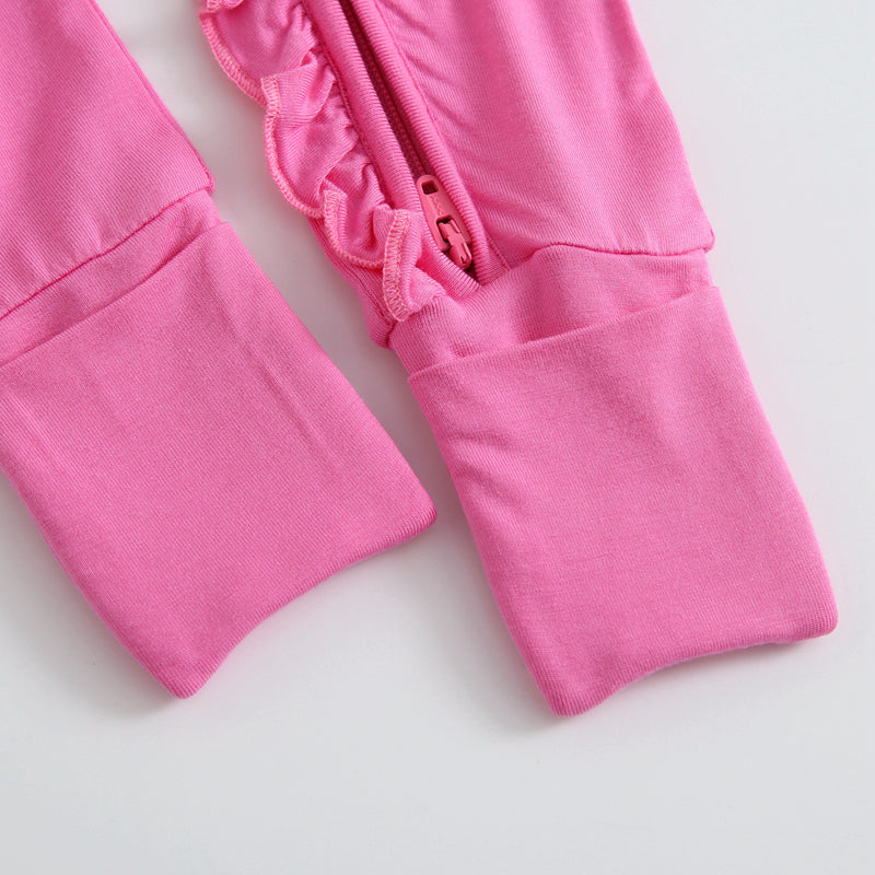Perfectly Pink Ruffled Zipper Baby Romper