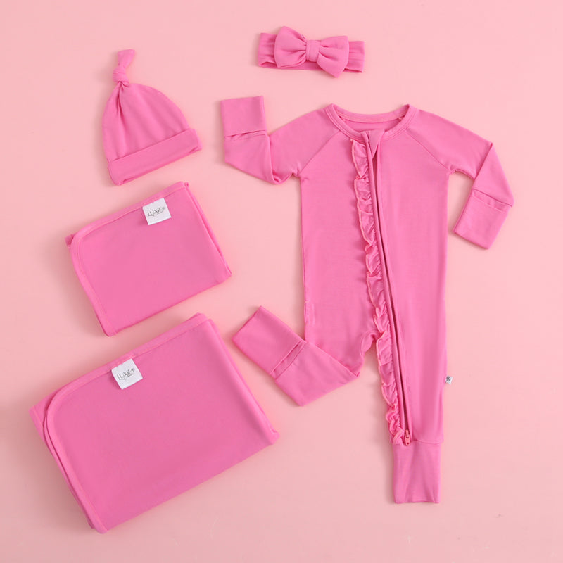 Perfectly Pink Ruffled Zipper Baby Romper