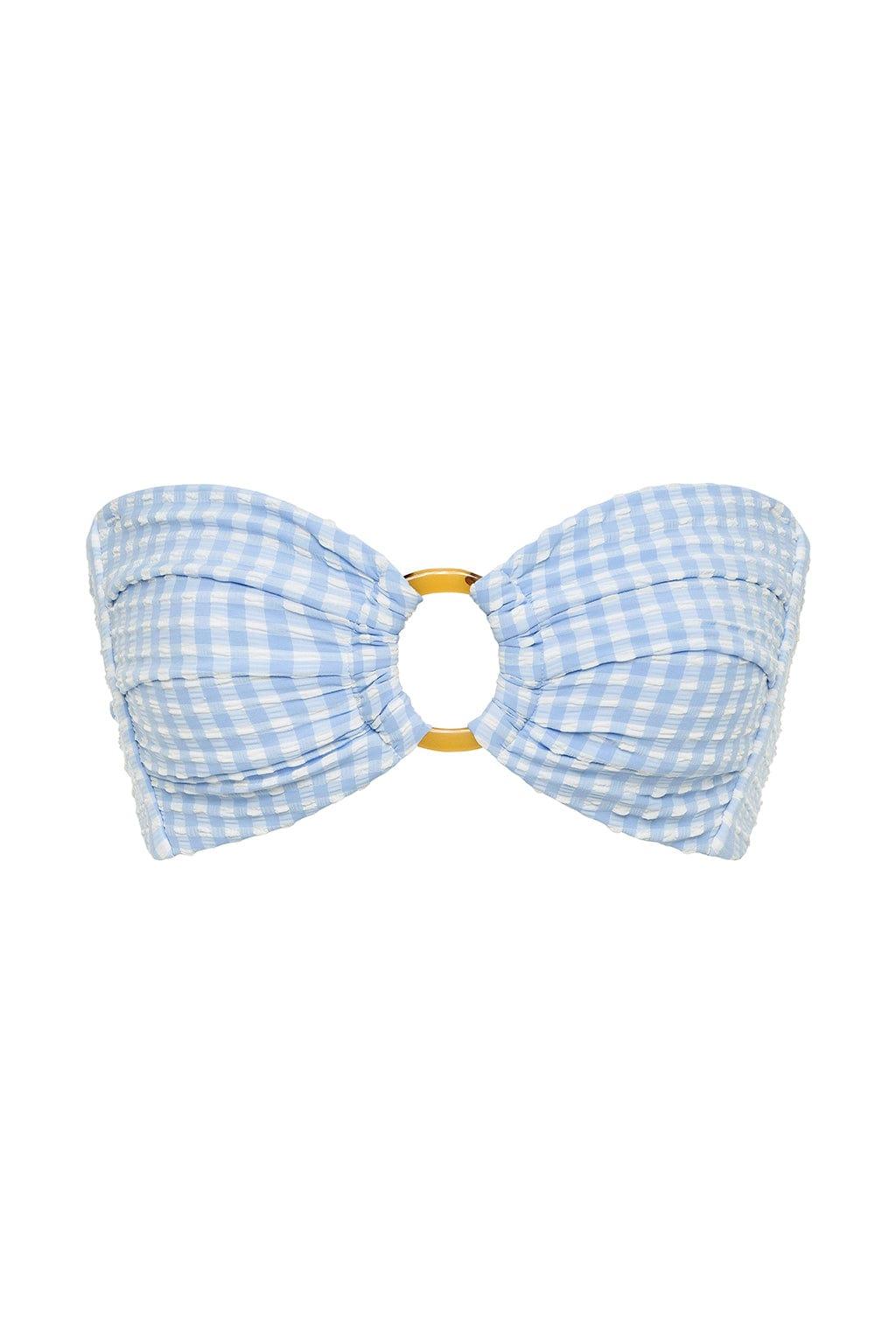 Peri Micro Gingham Tori Ties Bandeau Bikini Top