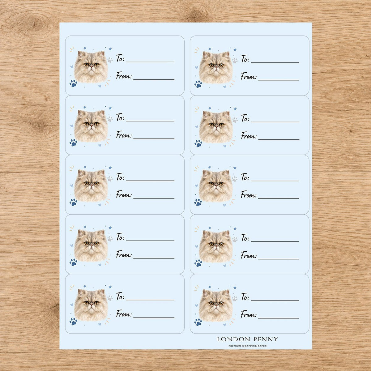 Persian Pawprint Wishes Gift Tag Sticker Sheet