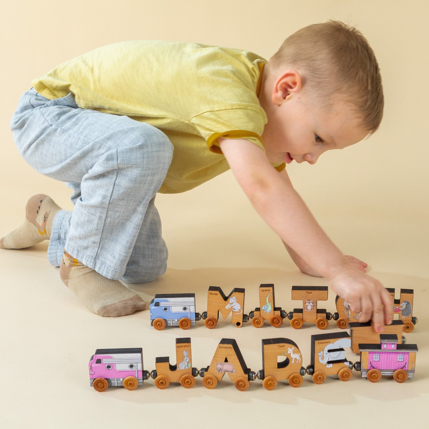 Abcs Magnetic Letter Train Express With Organic Cotton Bag | Cherry Wood | Made In The Usa 🇺🇸