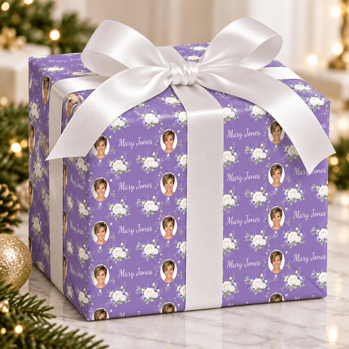Personalized Twilight Rose Garden Wrapping Paper | Custom Gift Wrap