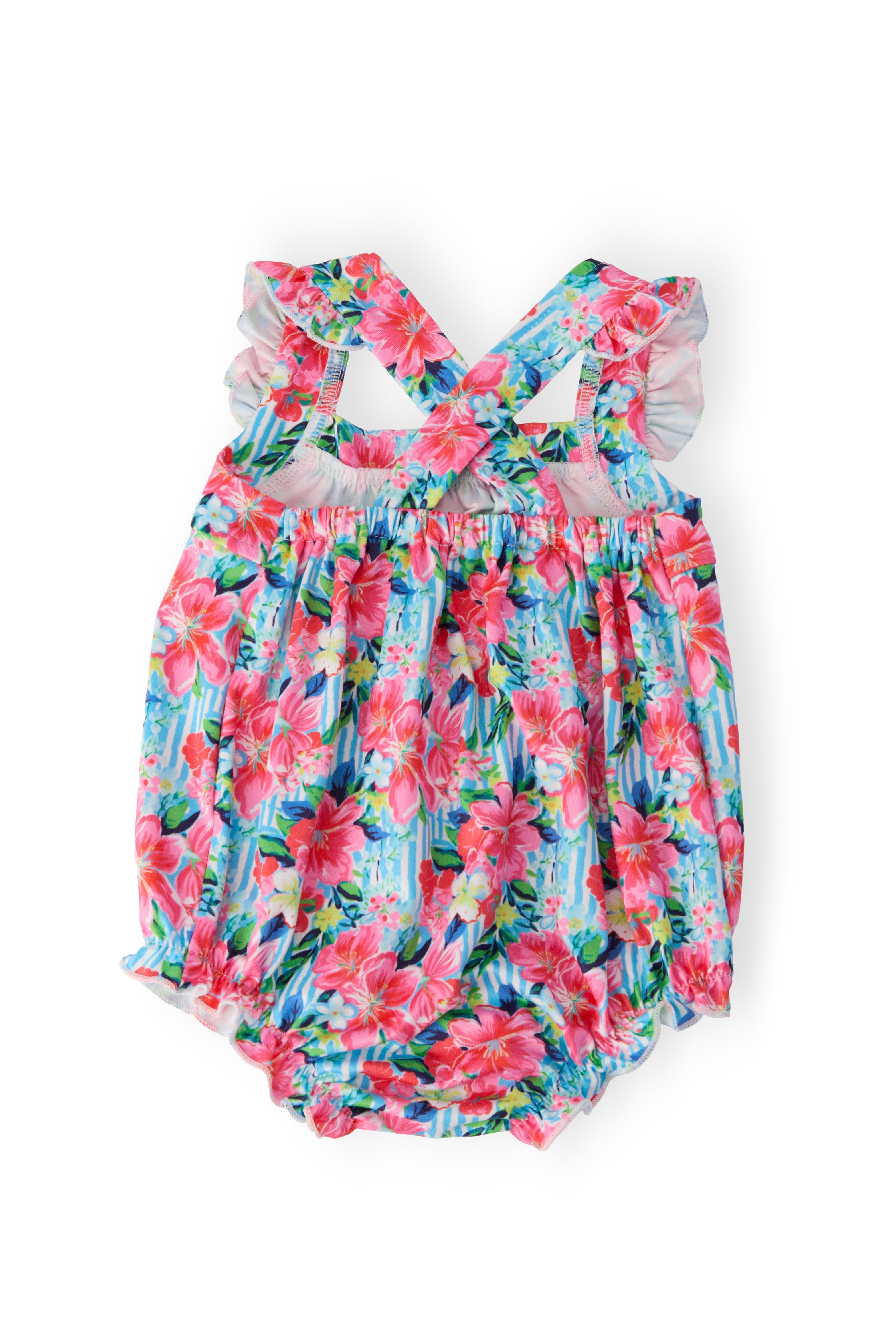 Petals In Paradise Ruffle Cross Back Romper