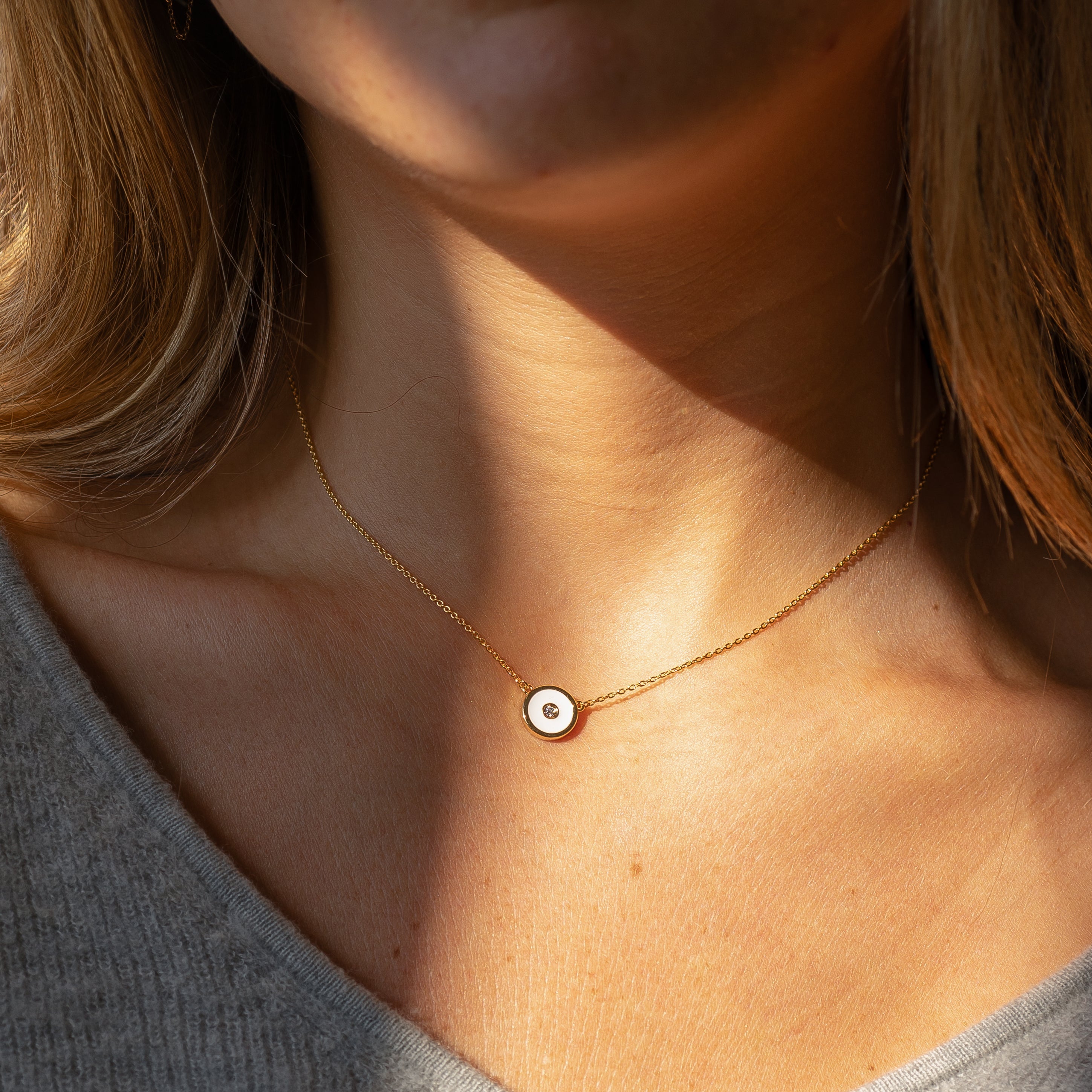 Petite Balia White Enamel Necklace