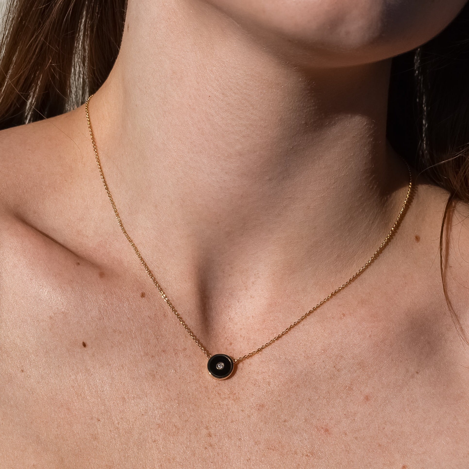 Petite Balia Black Enamel Necklace