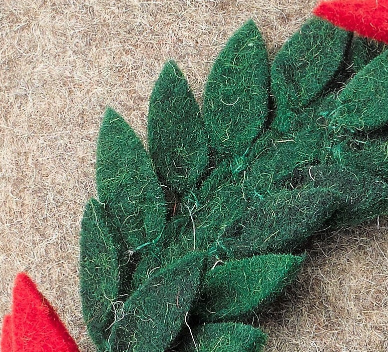 Hand Felted Wool Christmas Pillow - Peace Wreath Natural Gray - 20"