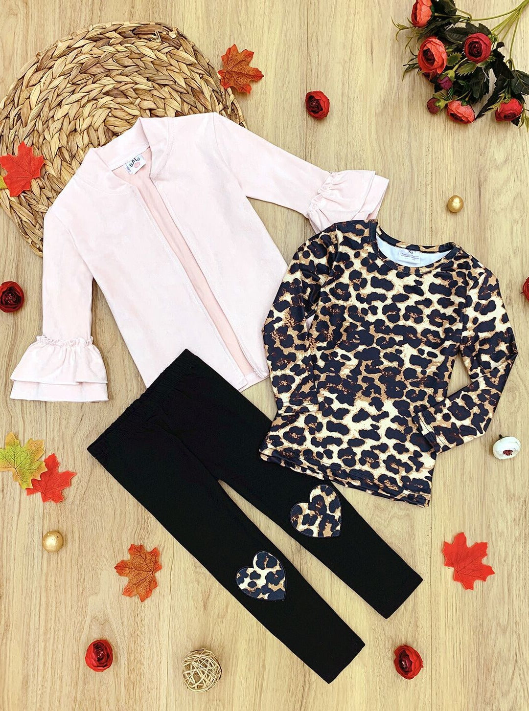 Making Boss Moves Leopard Top, Leggings And Jacket Set