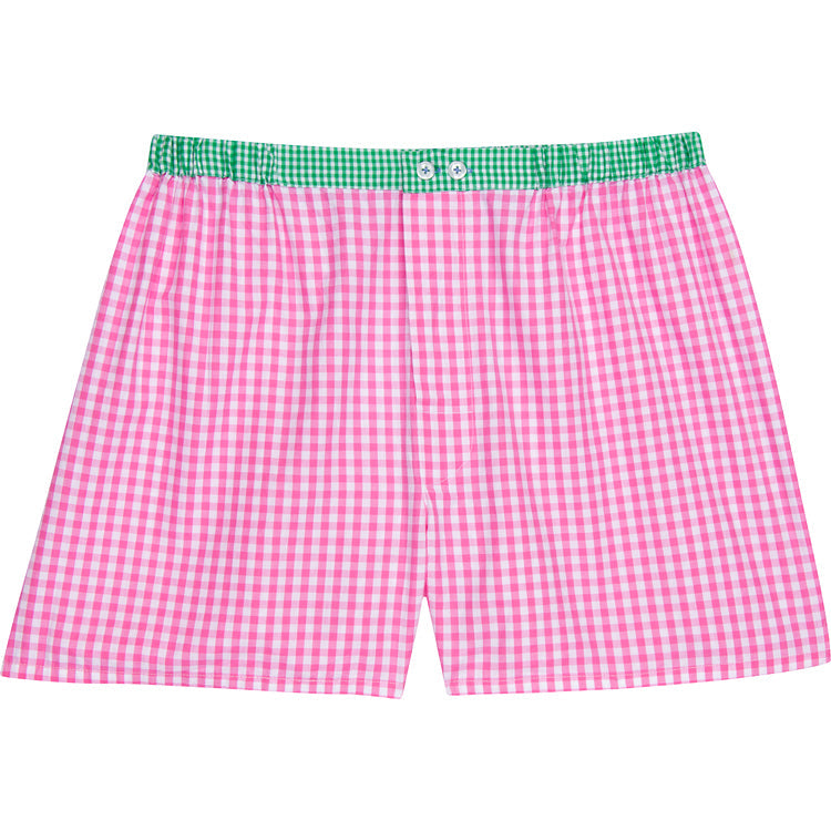 Men's Hepburn Gingham Pink Boxer Shorts