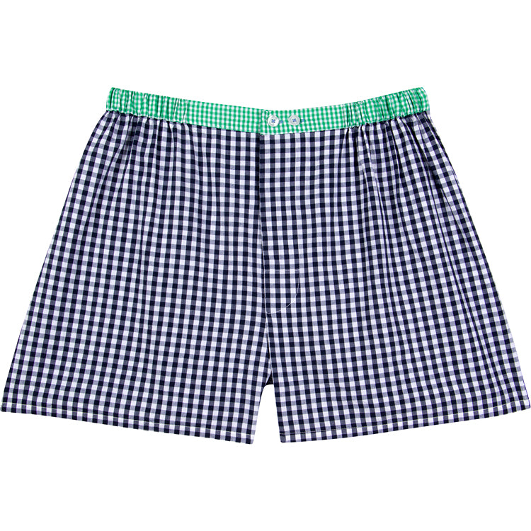 Men's Hepburn Gingham Navy Boxer Shorts