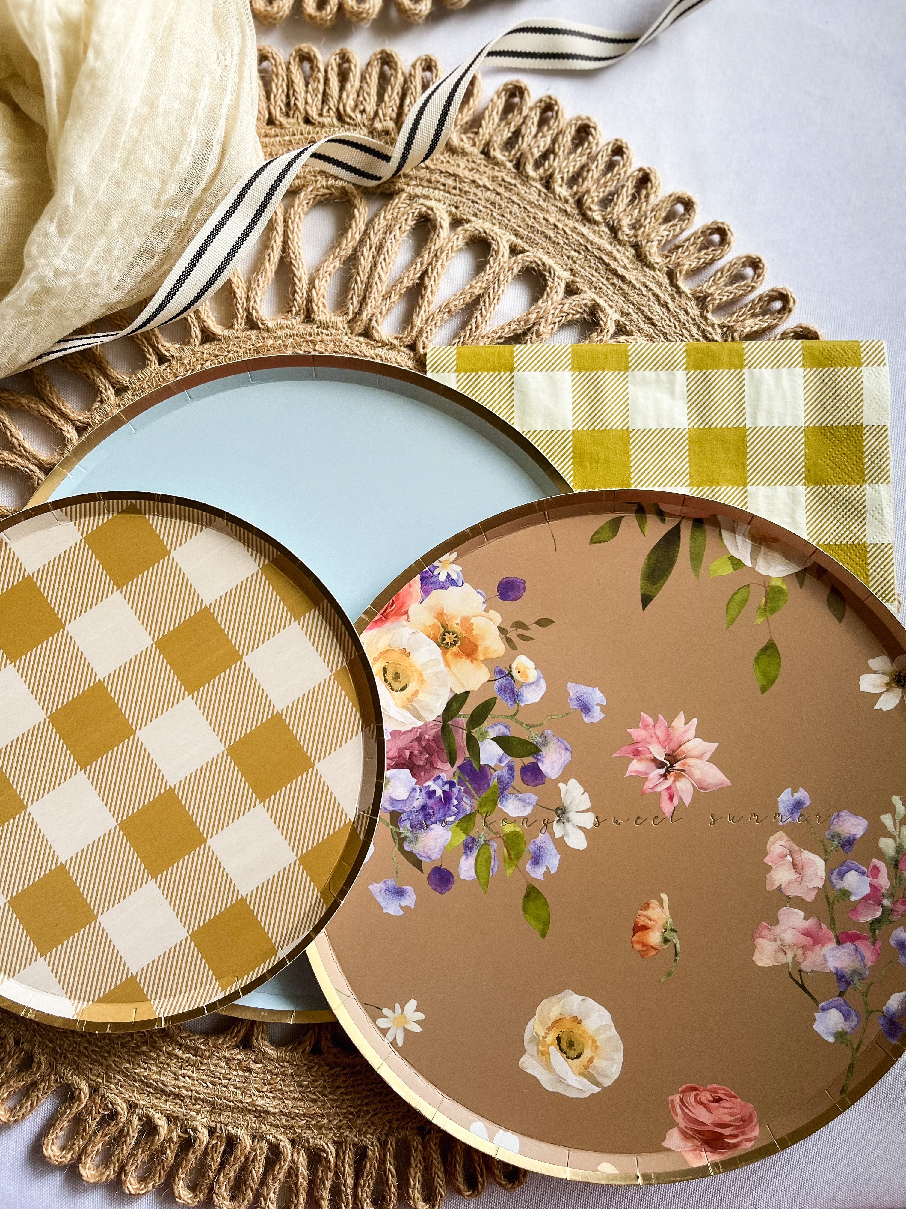 Gold Matte Plaid Plate, Small