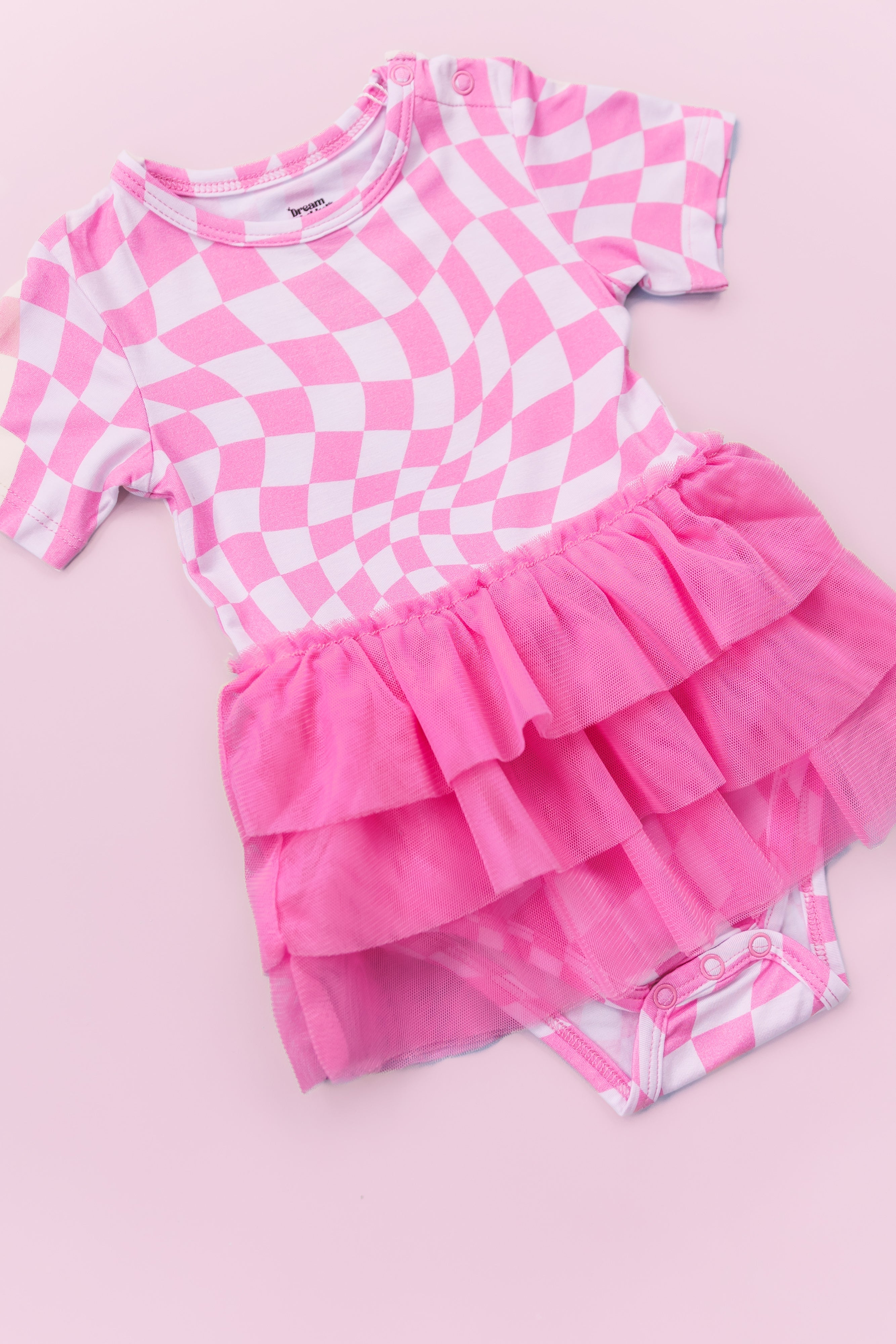 Bubblegum Wavey Checkers Dream Tutu Bodysuit Dress