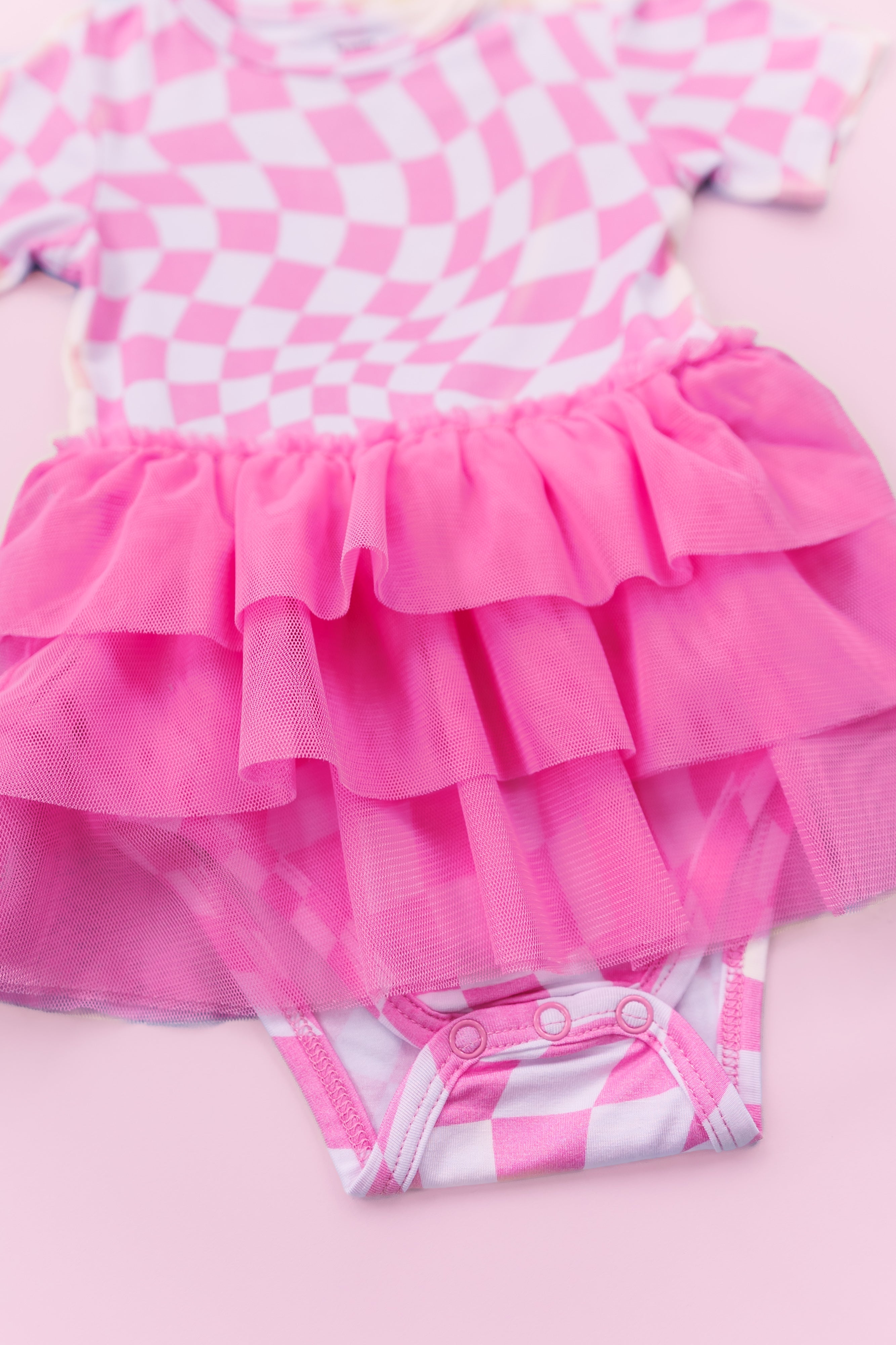 Bubblegum Wavey Checkers Dream Tutu Bodysuit Dress
