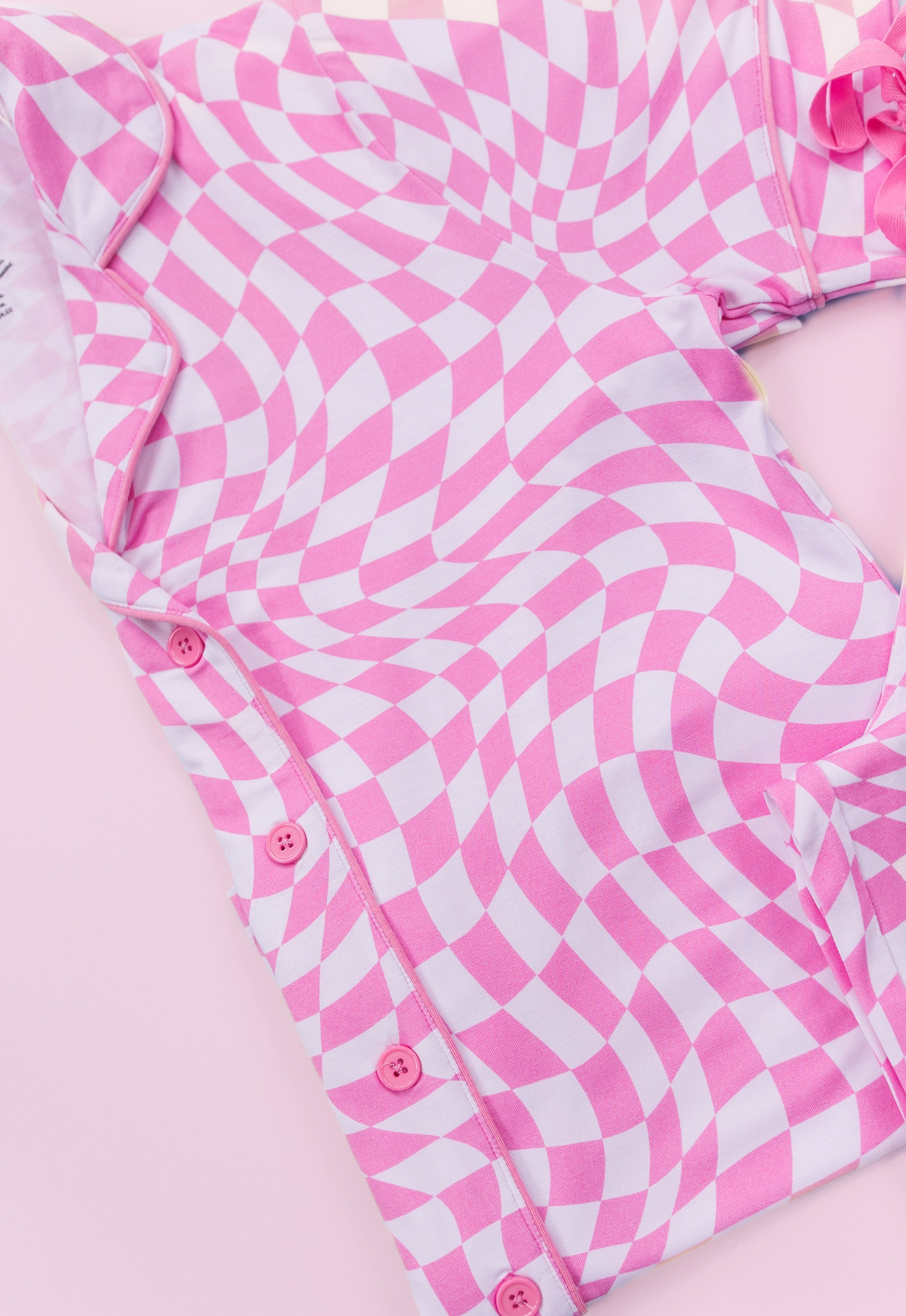 Bubblegum Wavey Checkers Women’s Relaxed Flare Dream Set