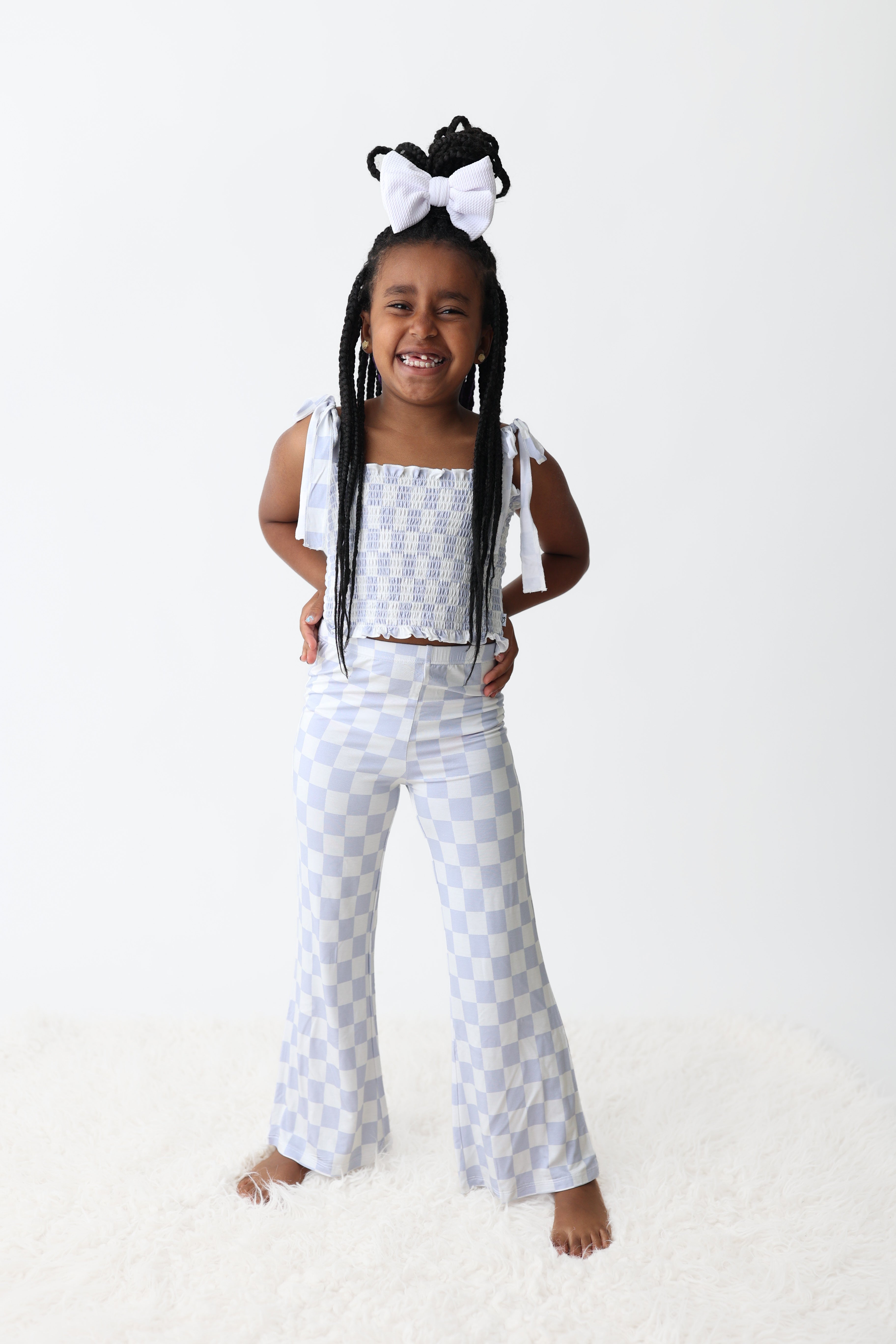Cloudy Checkers Dream Smocked Flare Set