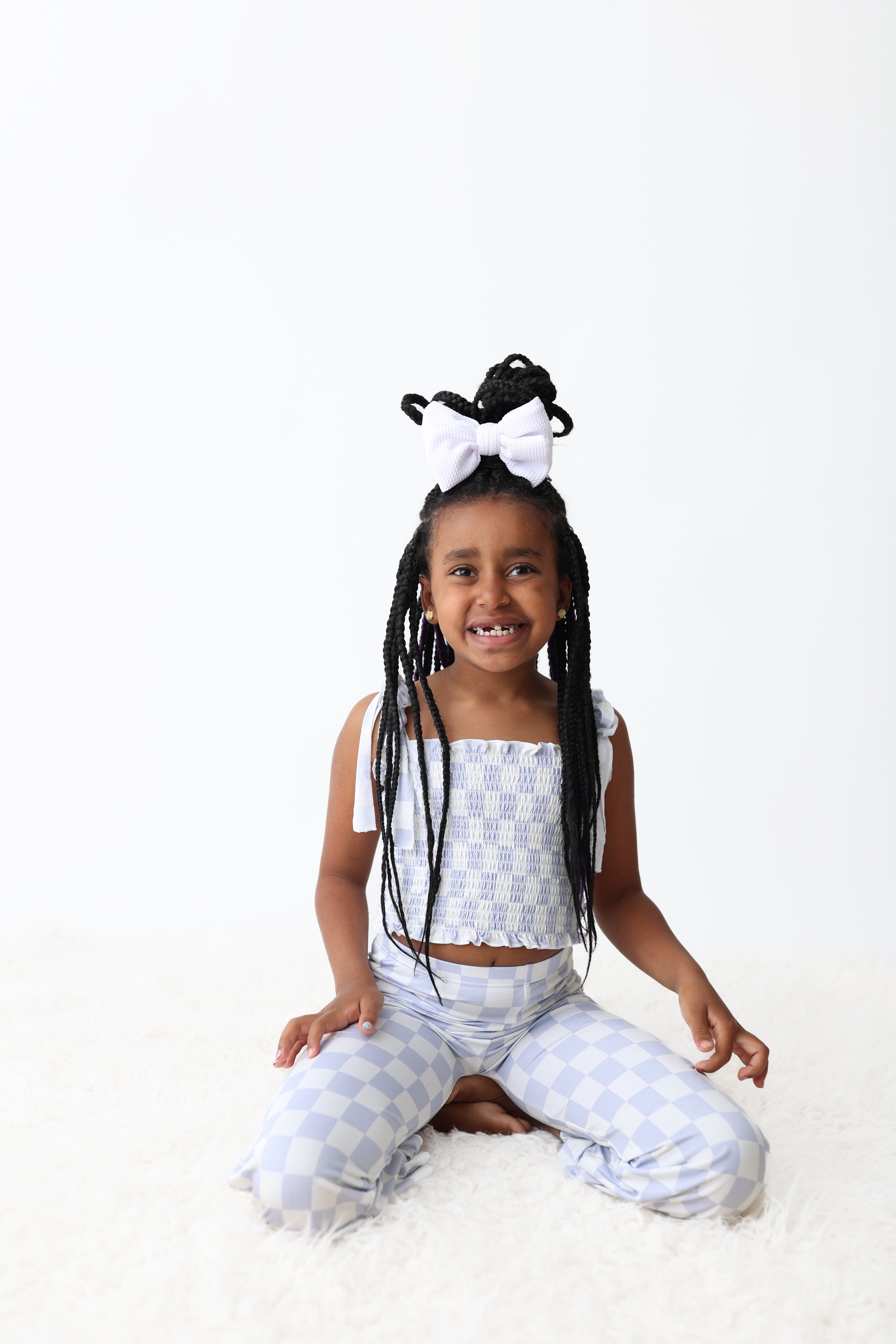 Cloudy Checkers Dream Smocked Flare Set