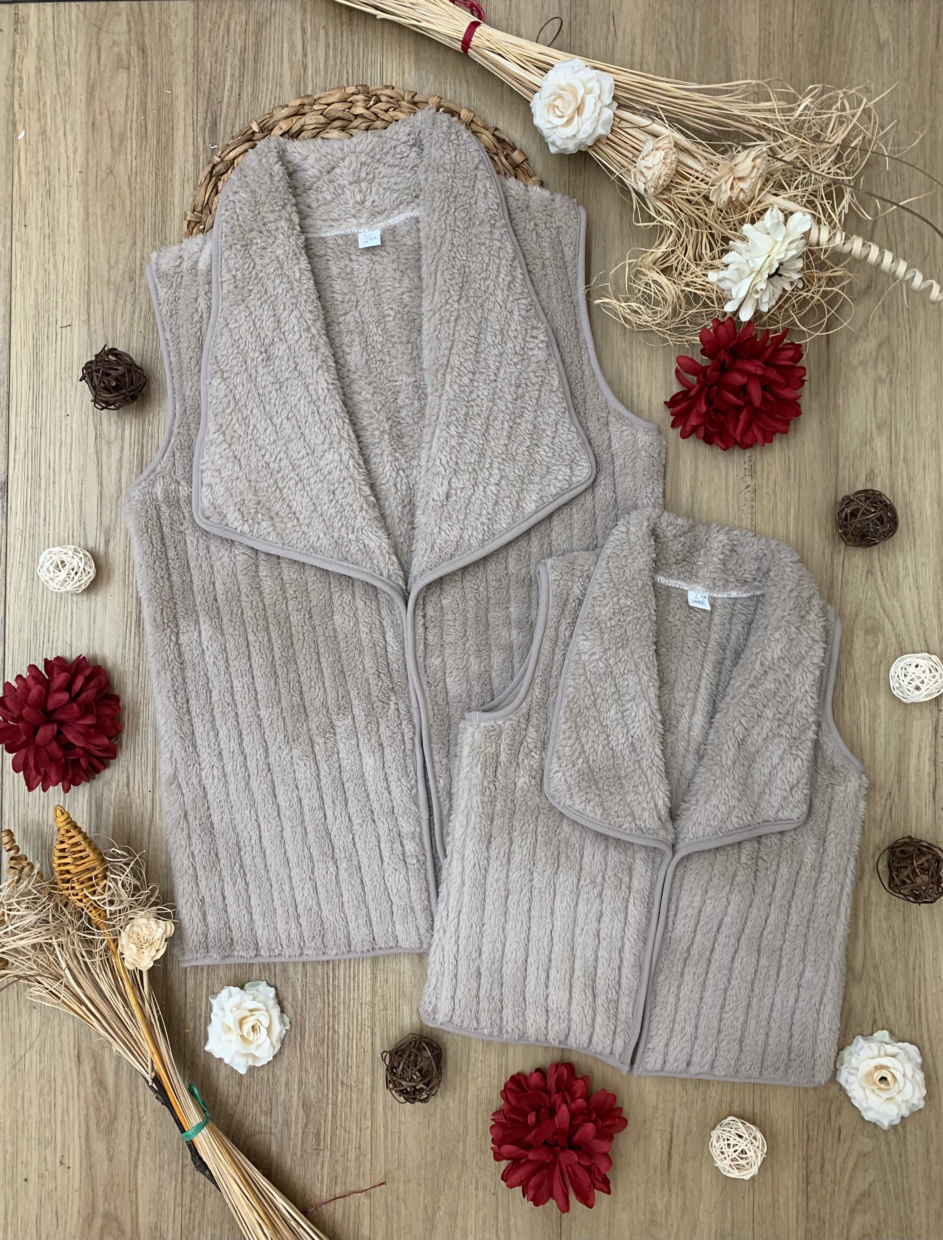 Mommy And Me Cream Cozy Faux Fur Vest