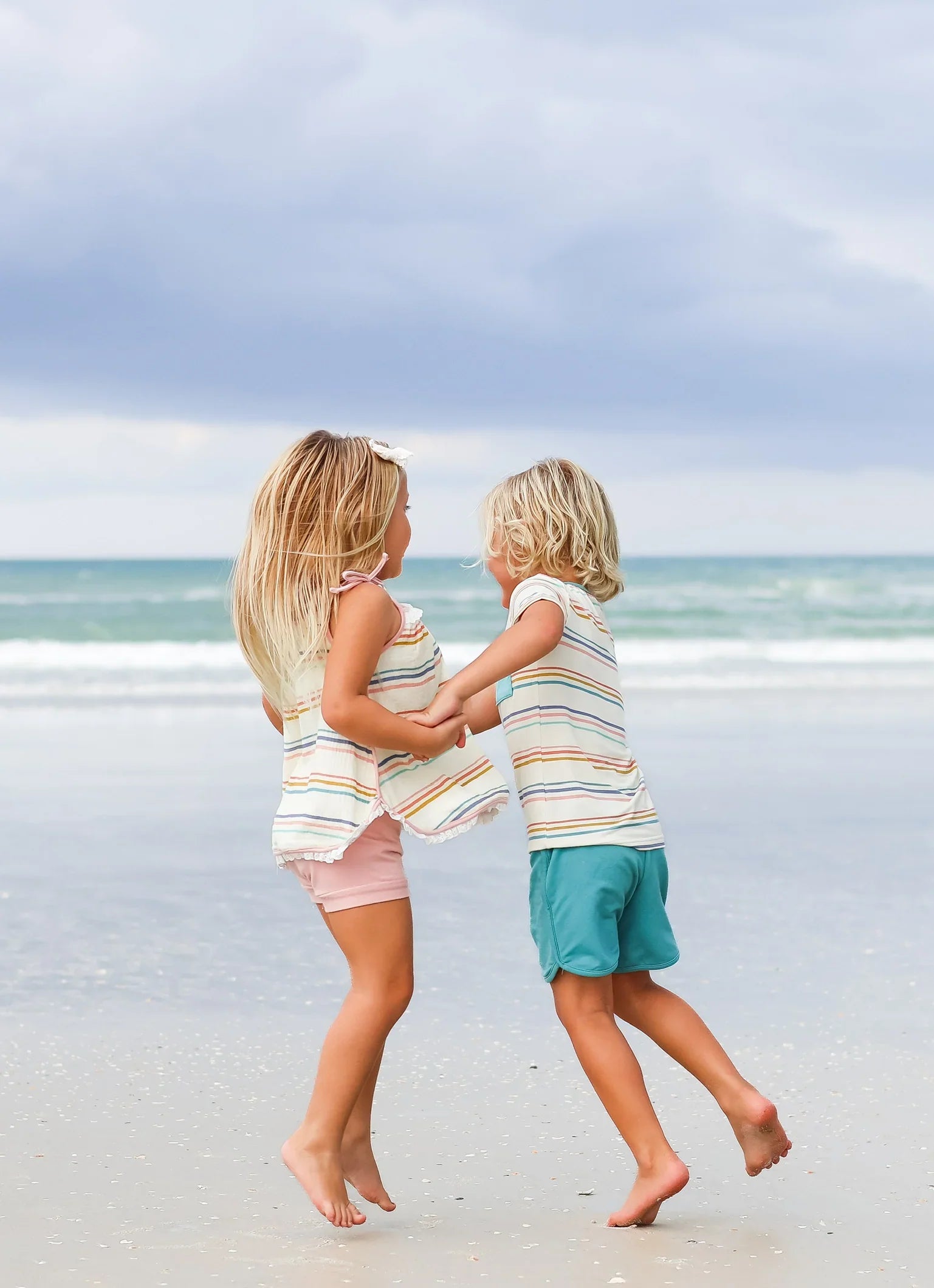 Girls Coastal Stripe Tank Top Set