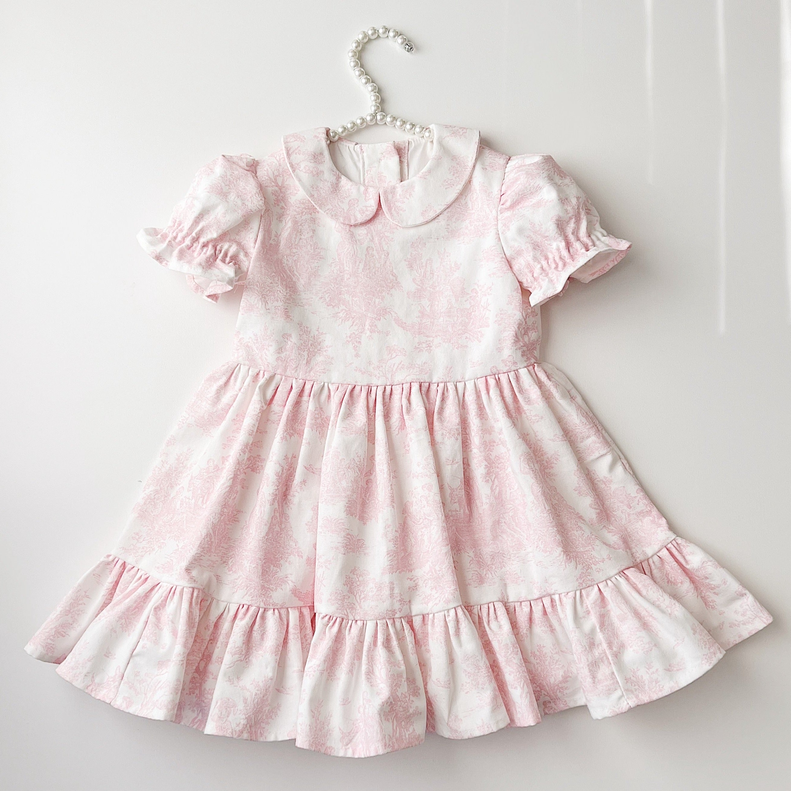 Pink French Toile Tiered Dress