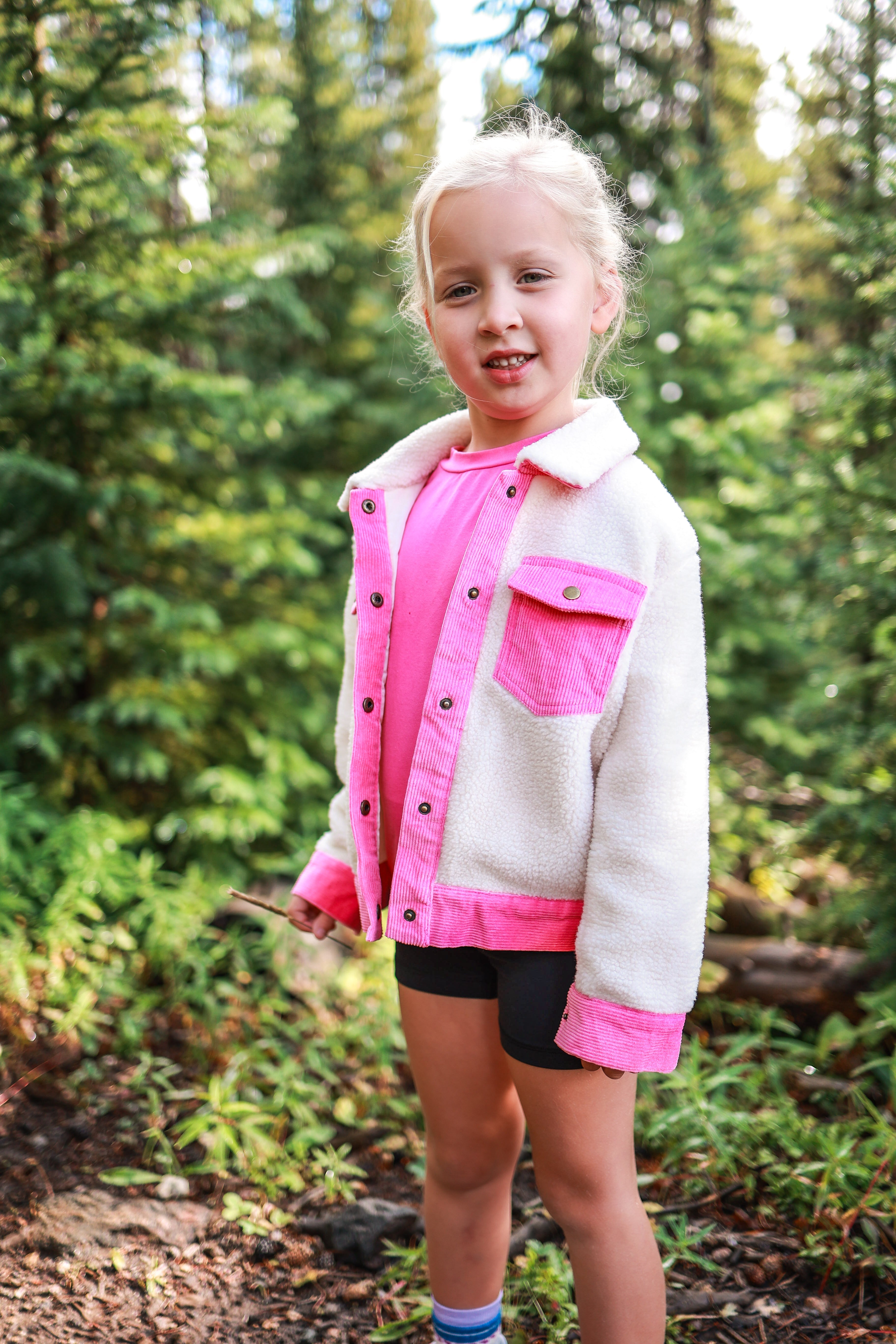 Fleece And Corduroy Jacket - Barbie