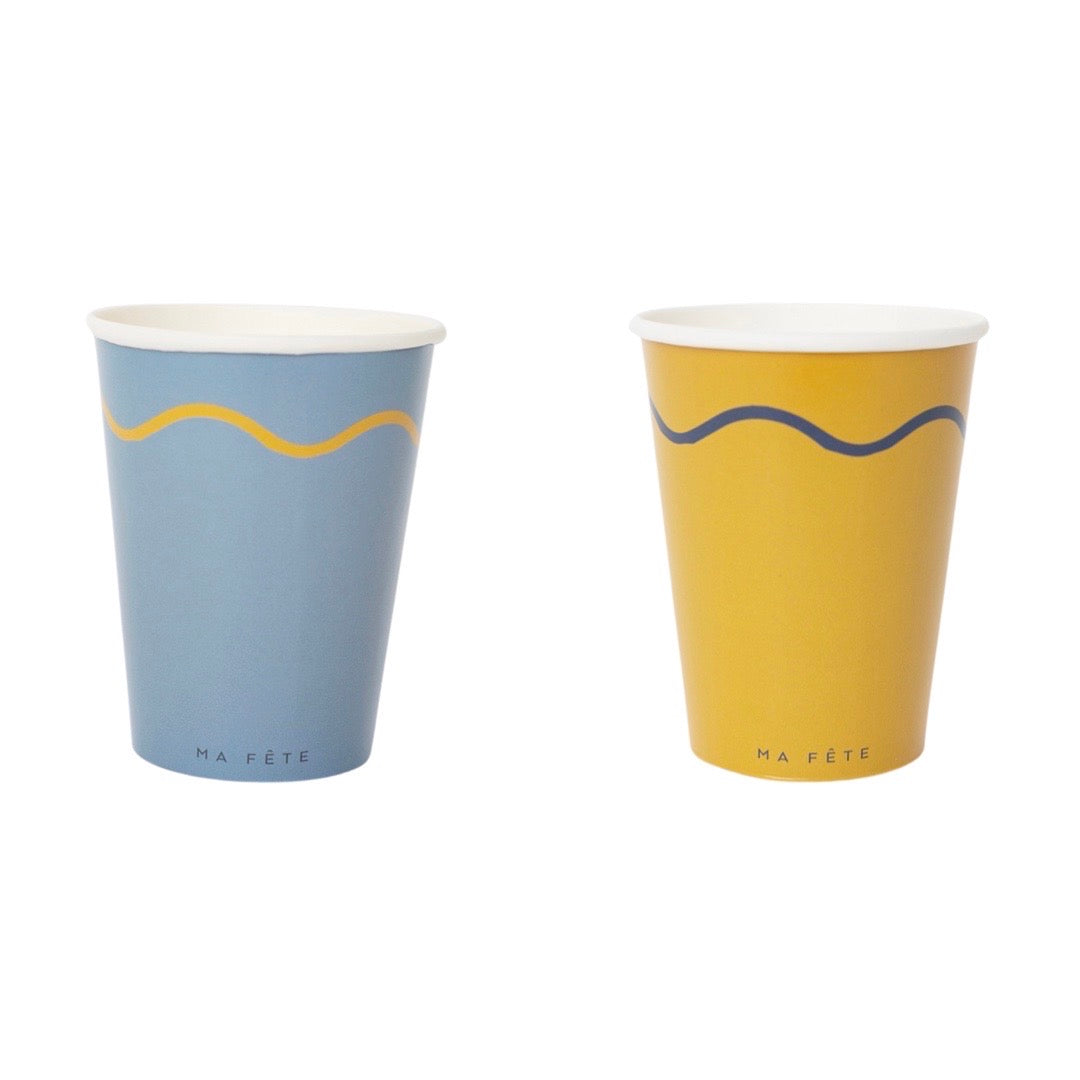 Signature Paper Cups, Blue & Yellow (8)