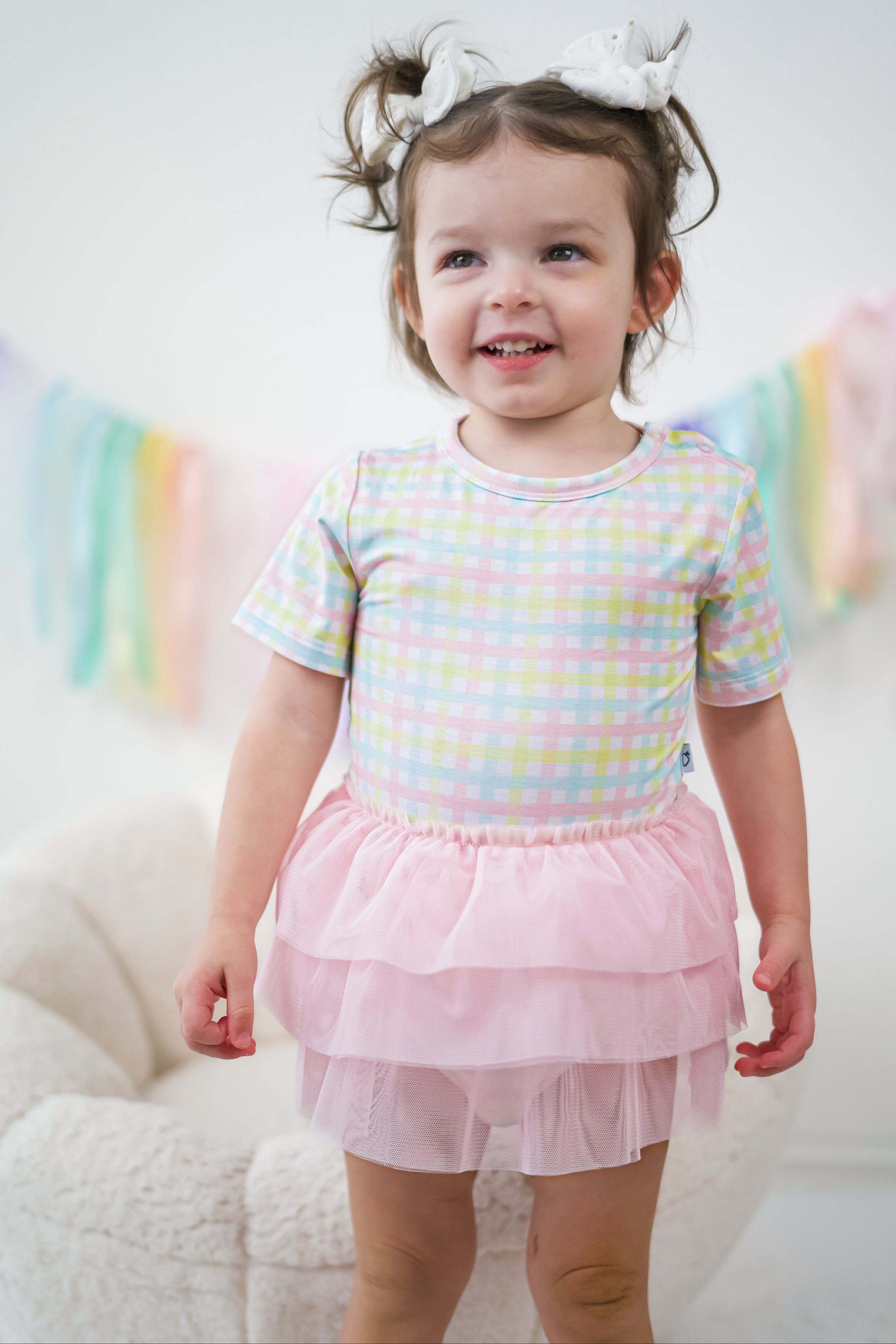 Spring Gingham Dream Tutu Bodysuit Dress