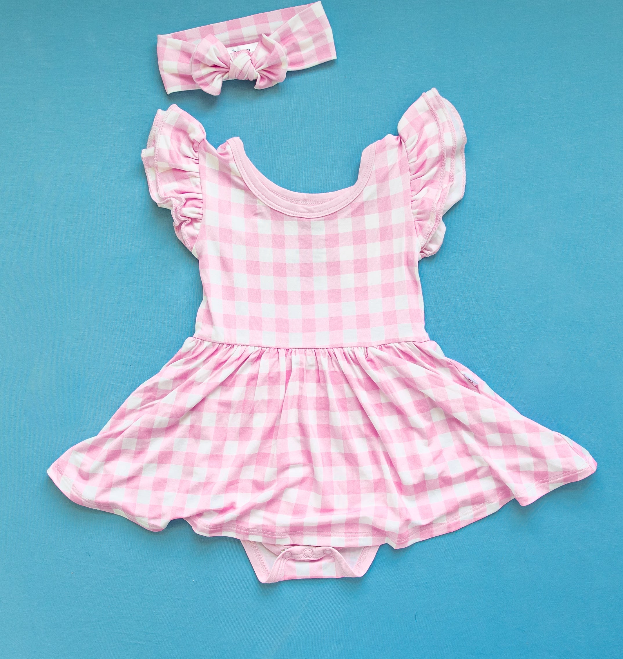 Taffy Pink Gingham Dream Bodysuit Dress