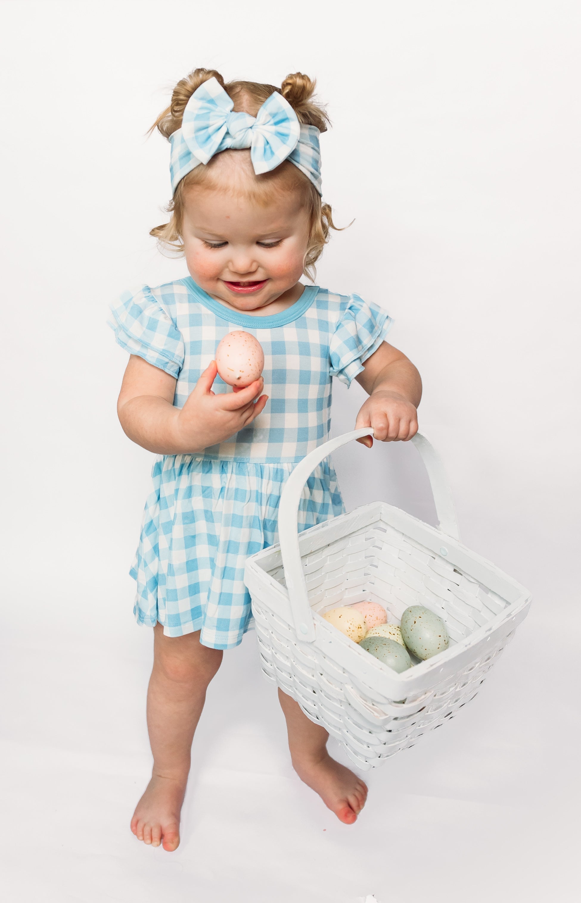 Sky Blue Gingham Dream Bodysuit Dress