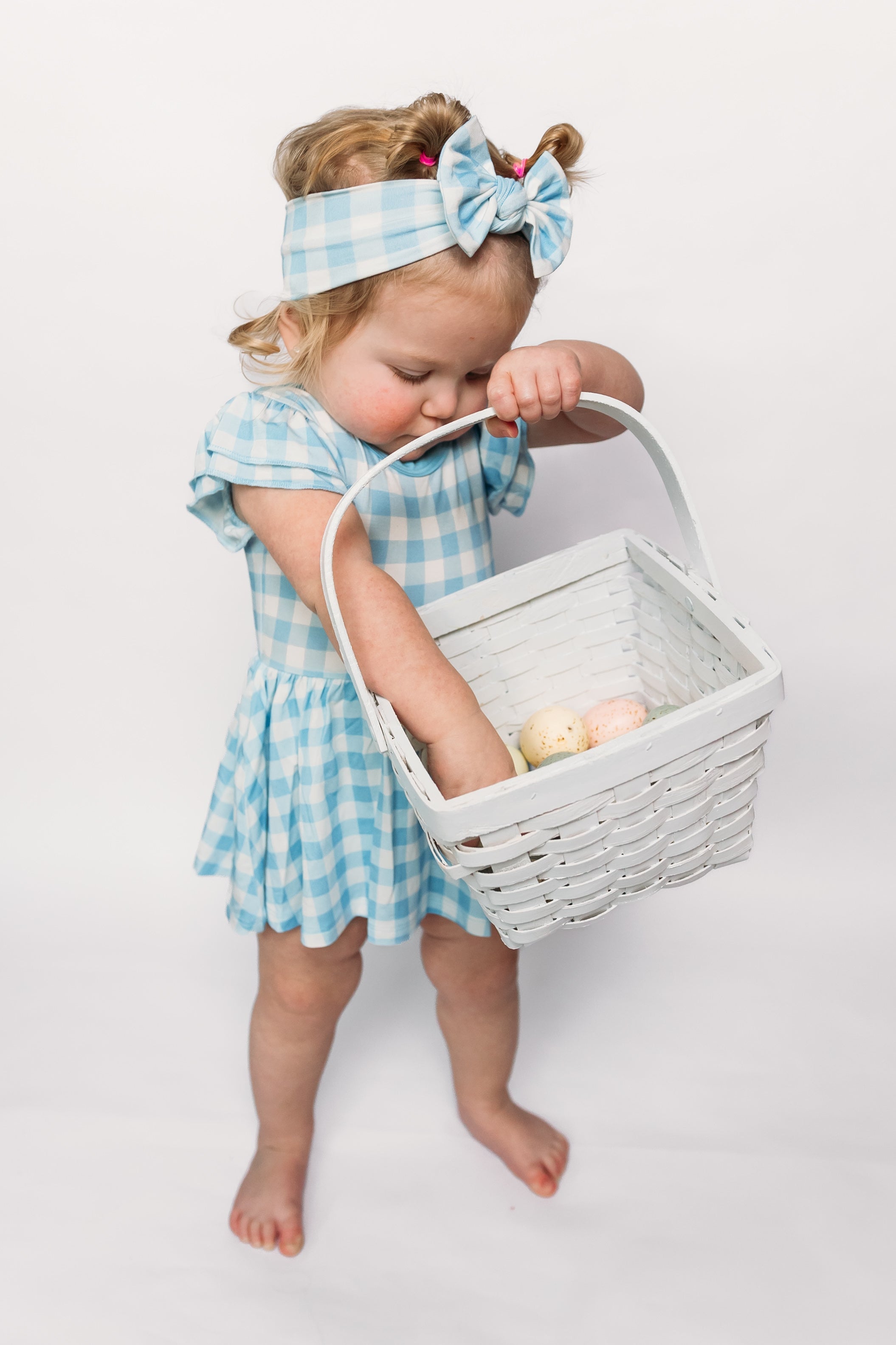 Sky Blue Gingham Dream Bodysuit Dress