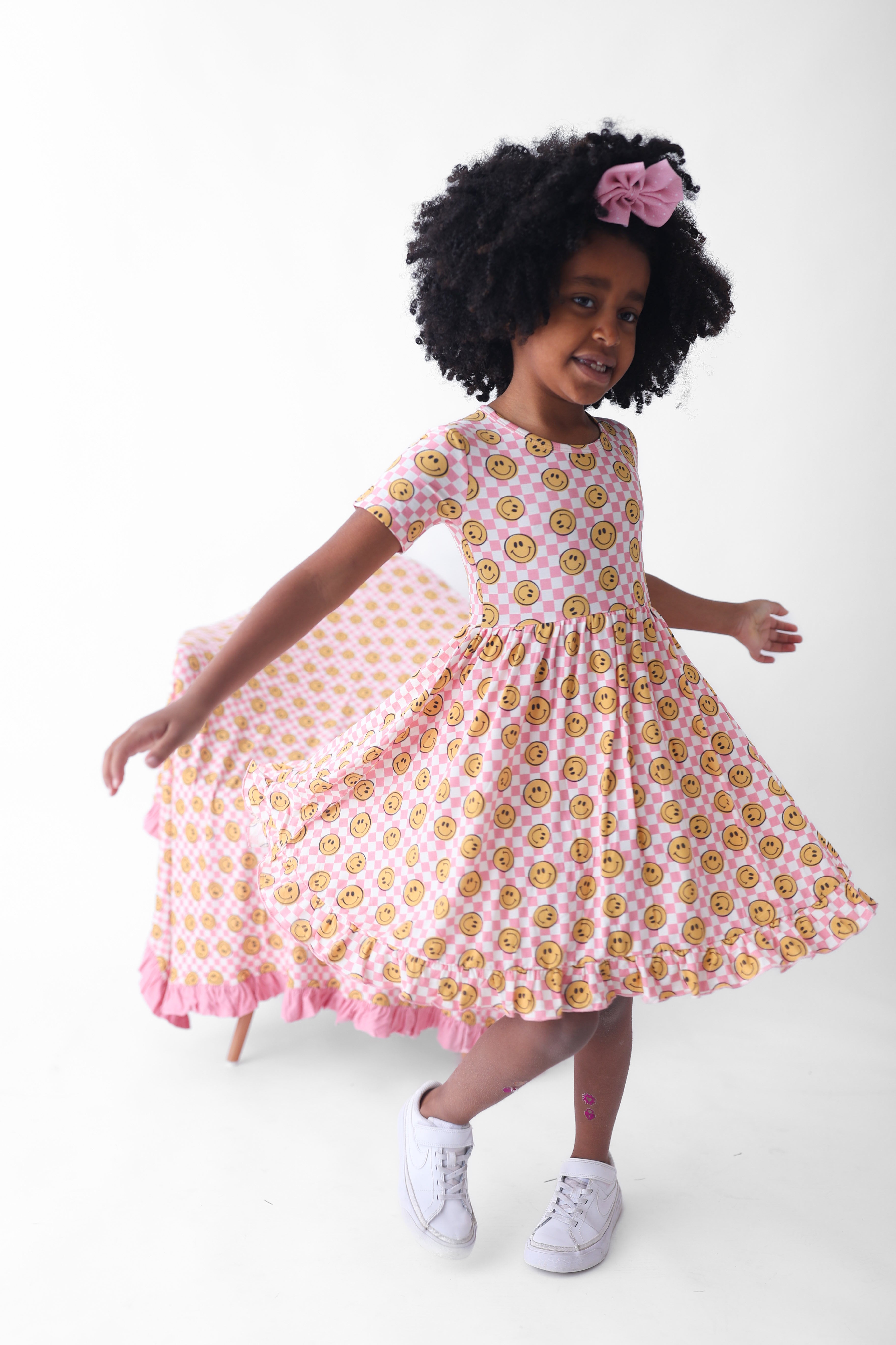 Blushin' Checkers Dream Ruffle Dress