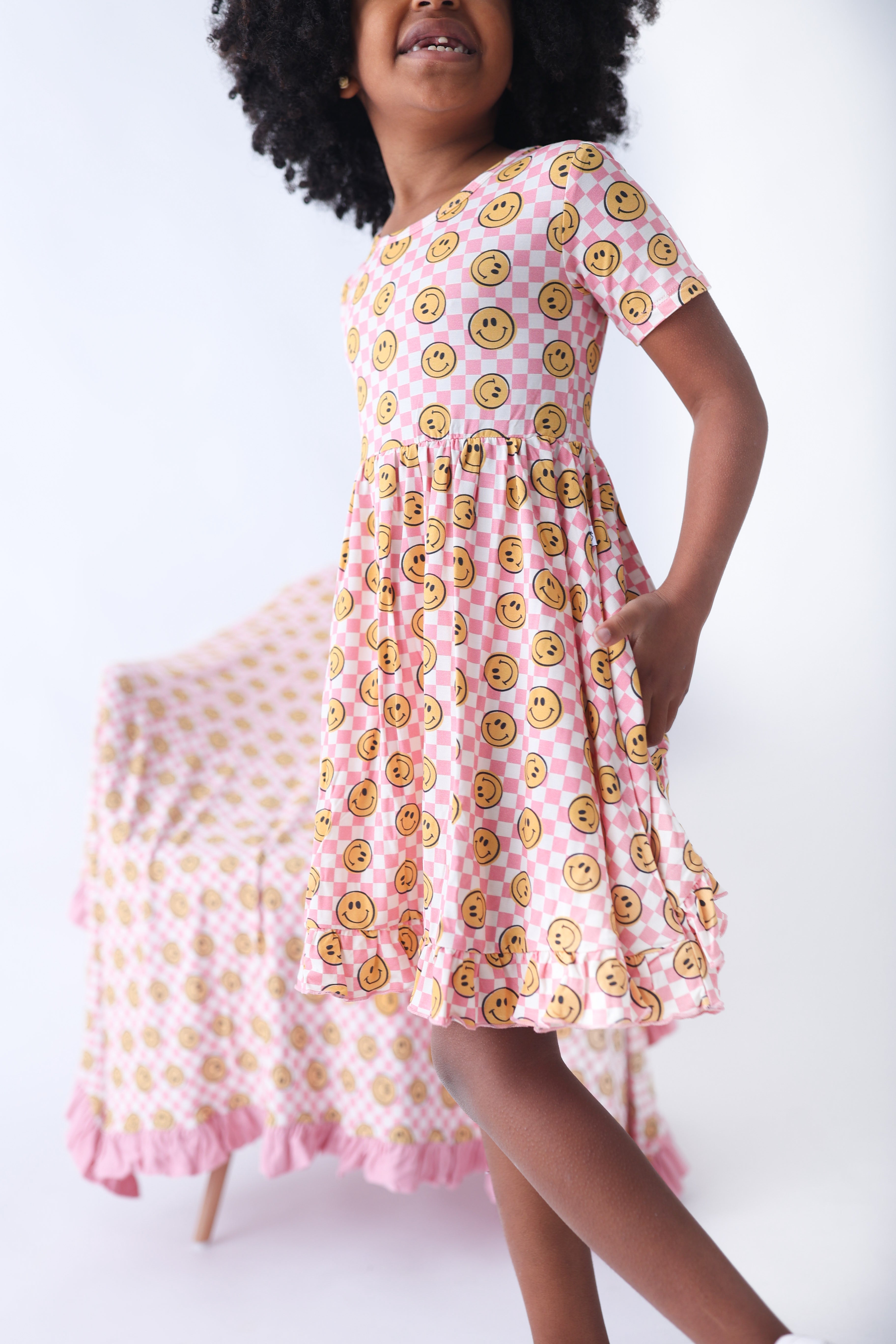 Blushin' Checkers Dream Ruffle Dress