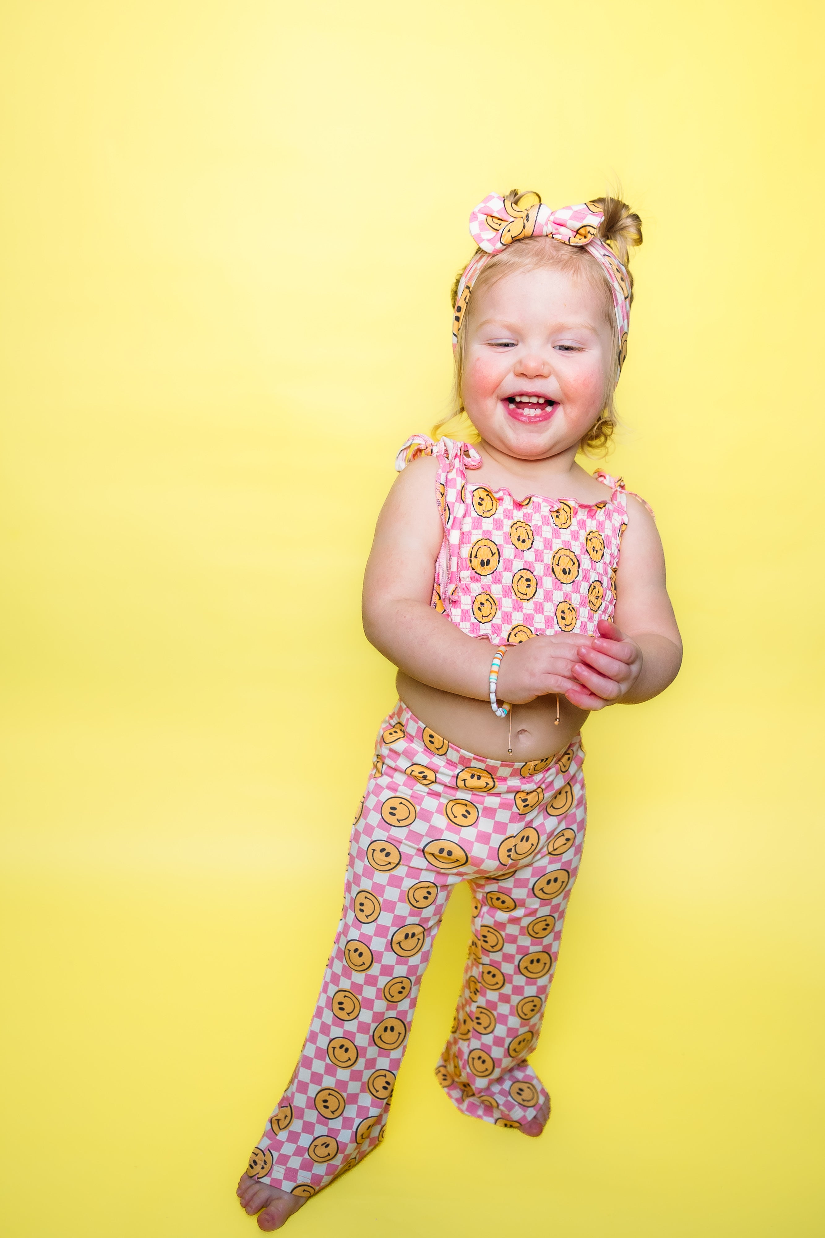 Blushin' Checkers Dream Smocked Flare Set