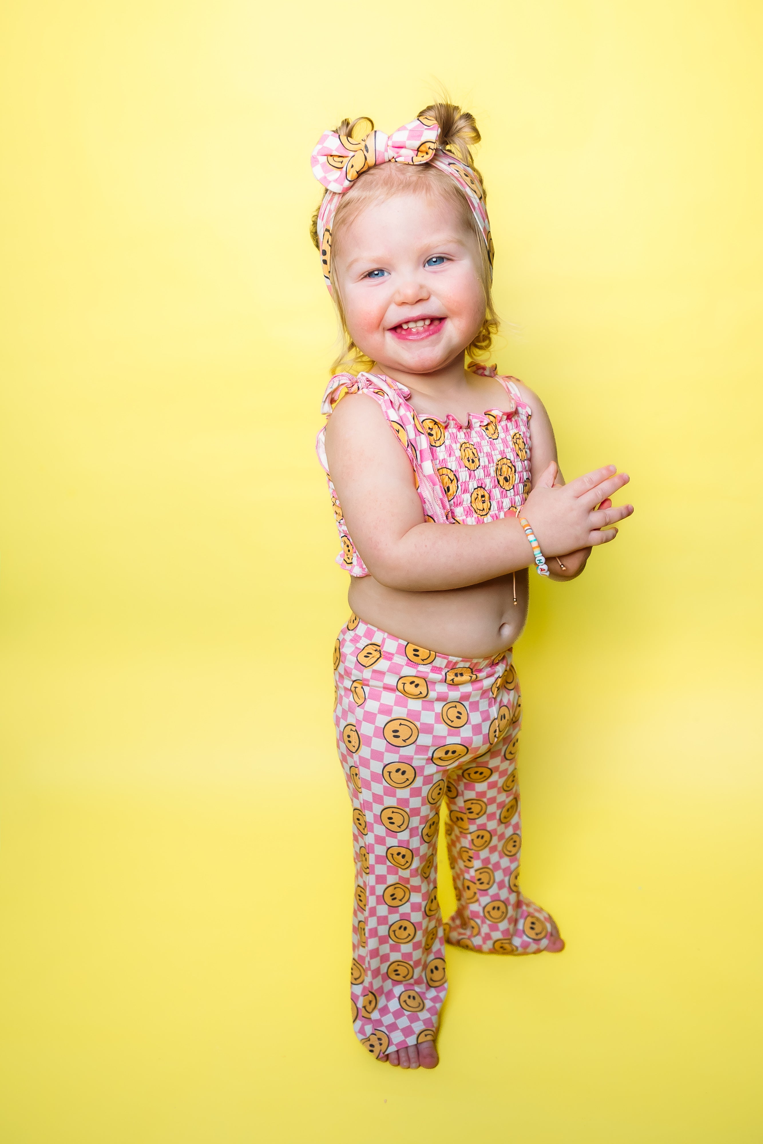 Blushin' Checkers Dream Smocked Flare Set