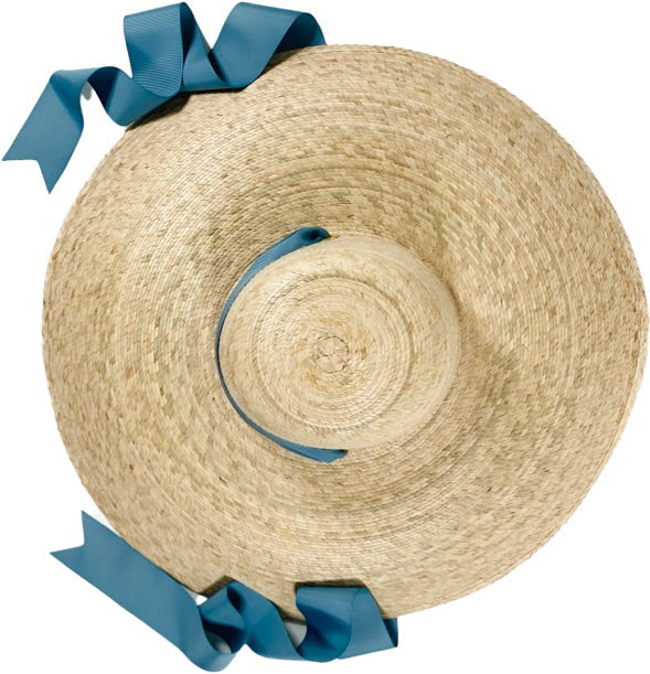 Daisy Sun Hat - French Blue Grosgrain Ribbon