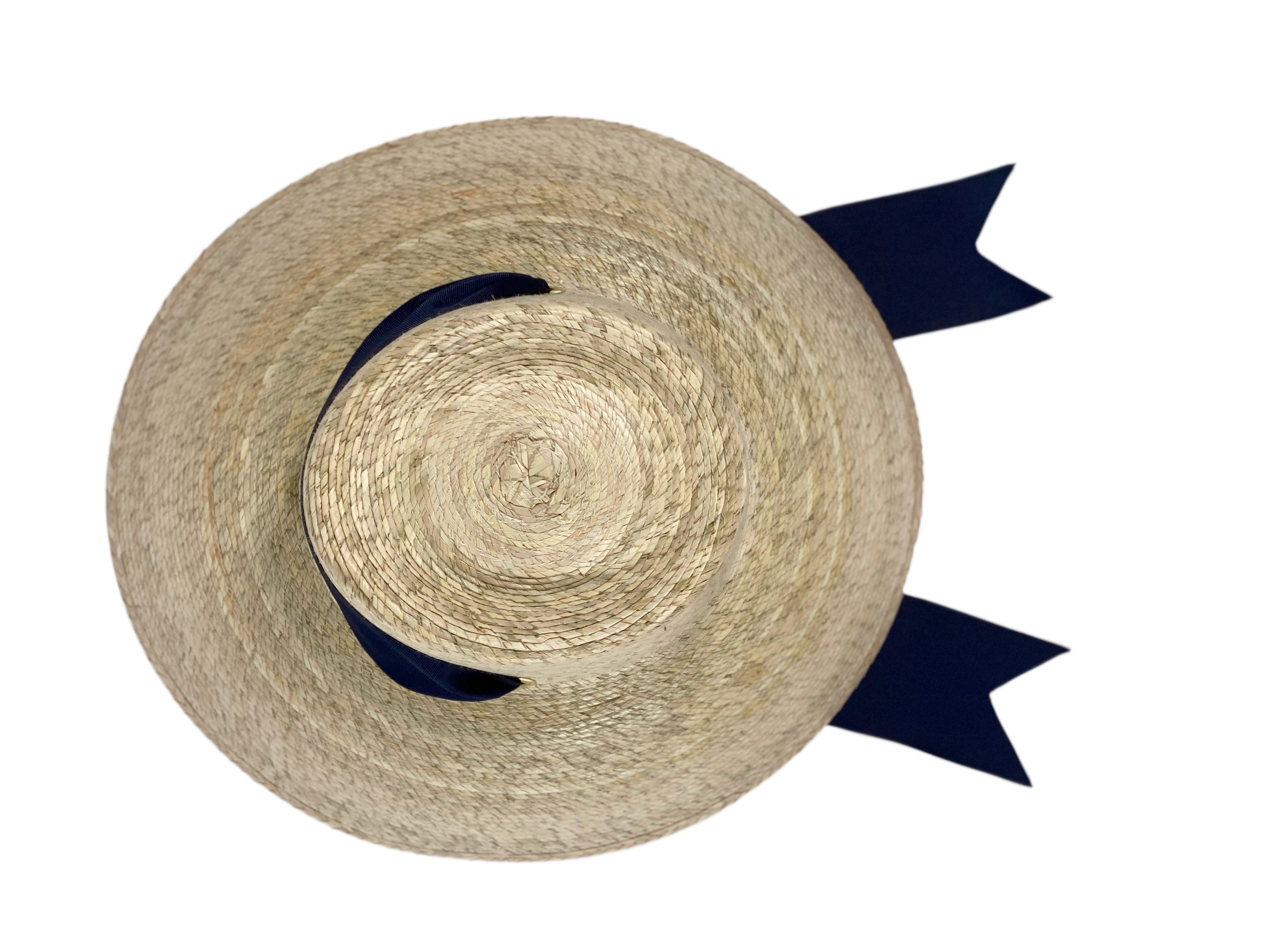 Wildflower Sun Hat - Navy Wide & Short Grosgrain Ribbon