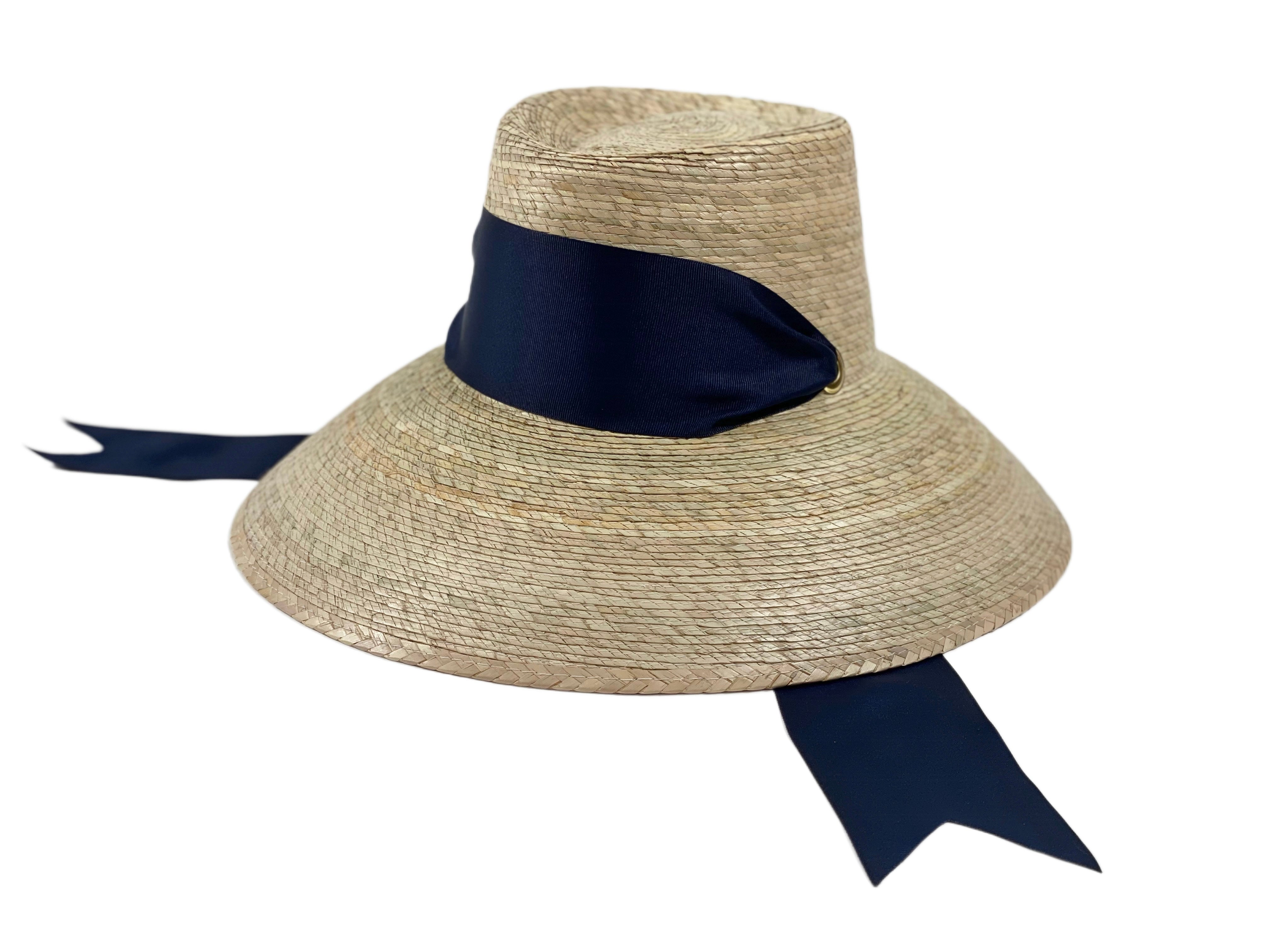 Wildflower Sun Hat - Navy Wide & Short Grosgrain Ribbon