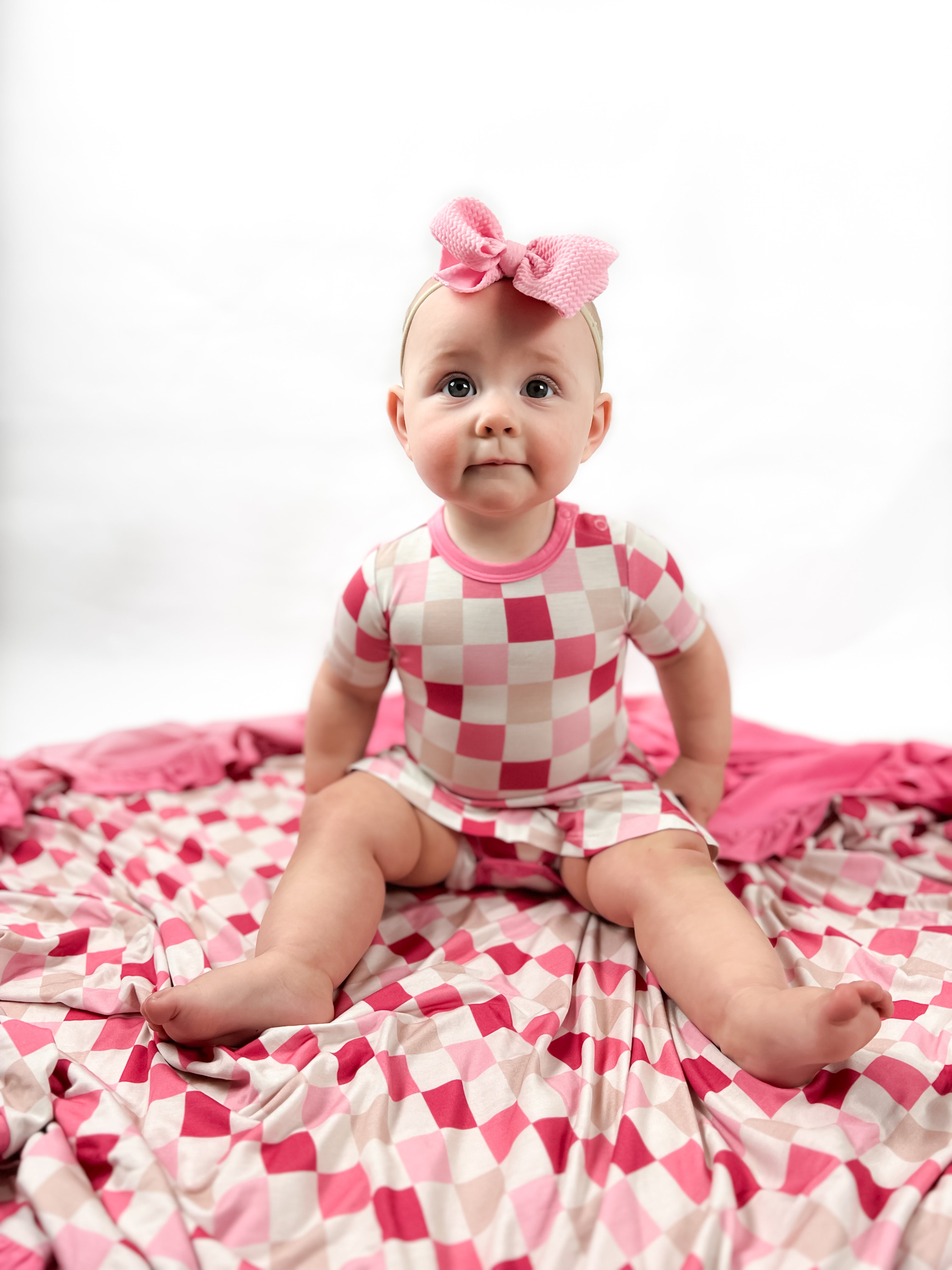 Dreamy Pink Checkers Dream Bodysuit Dress