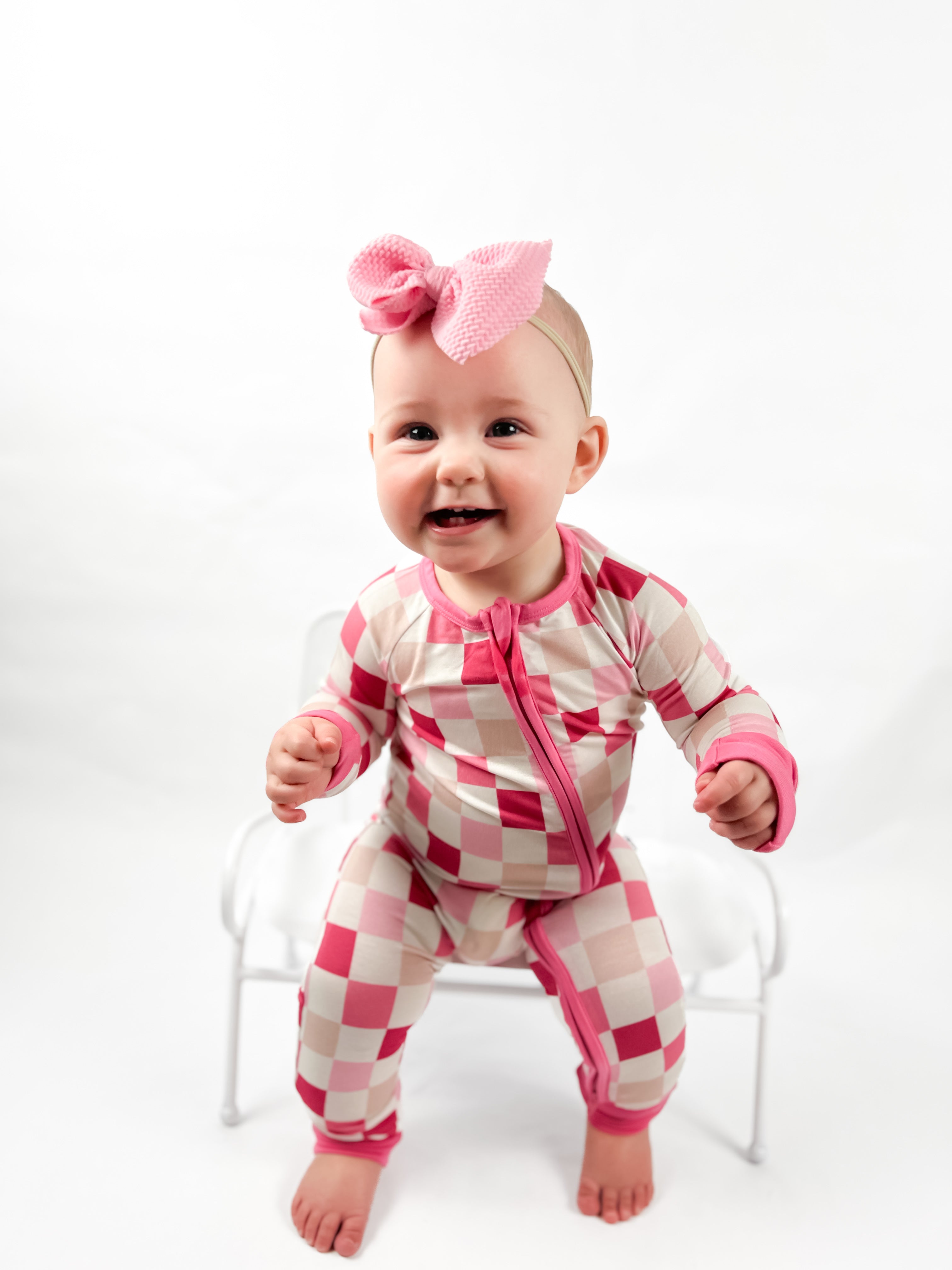 Dreamy Pink Checkers Dream Romper