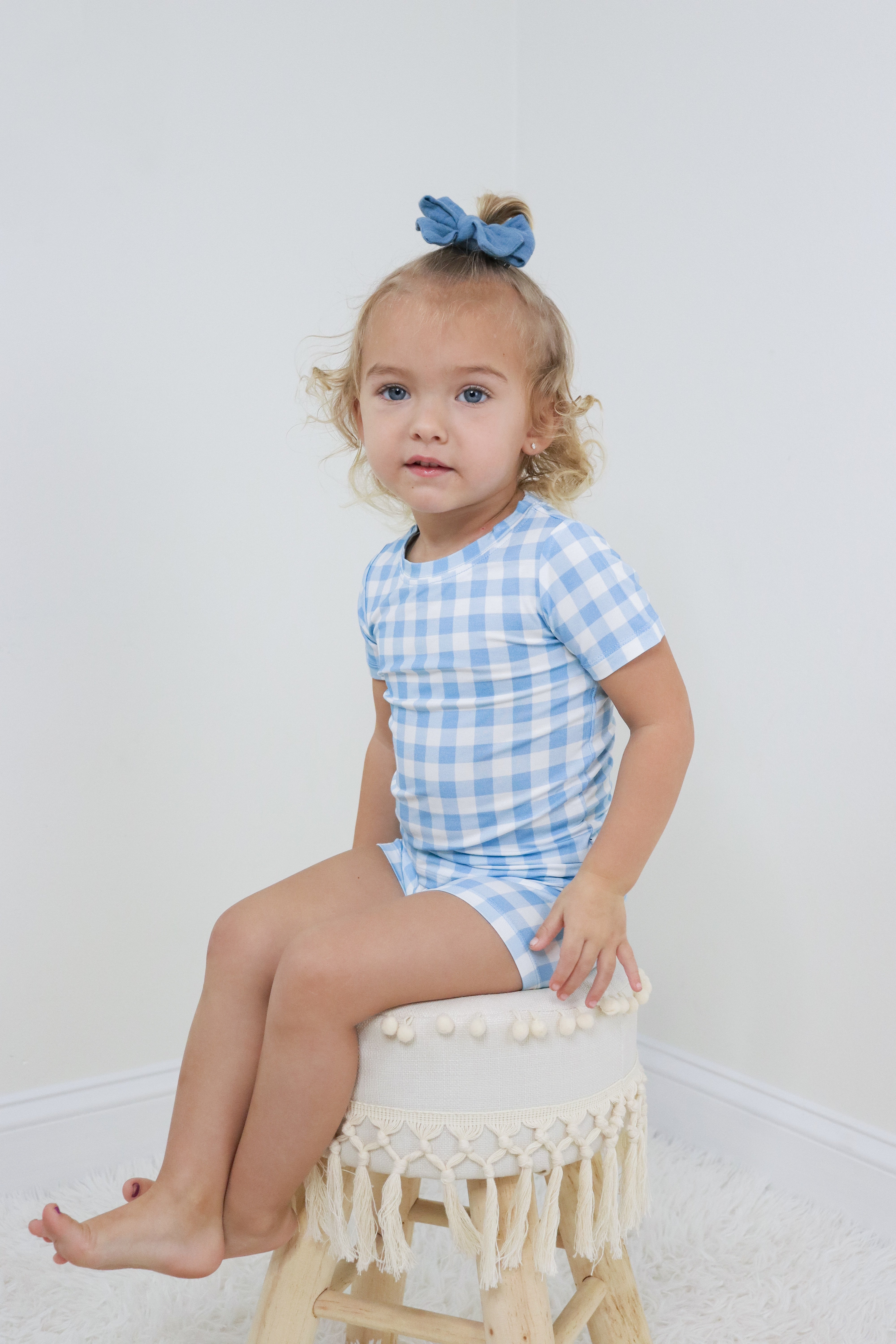 Sky Blue Gingham Dream Short Set