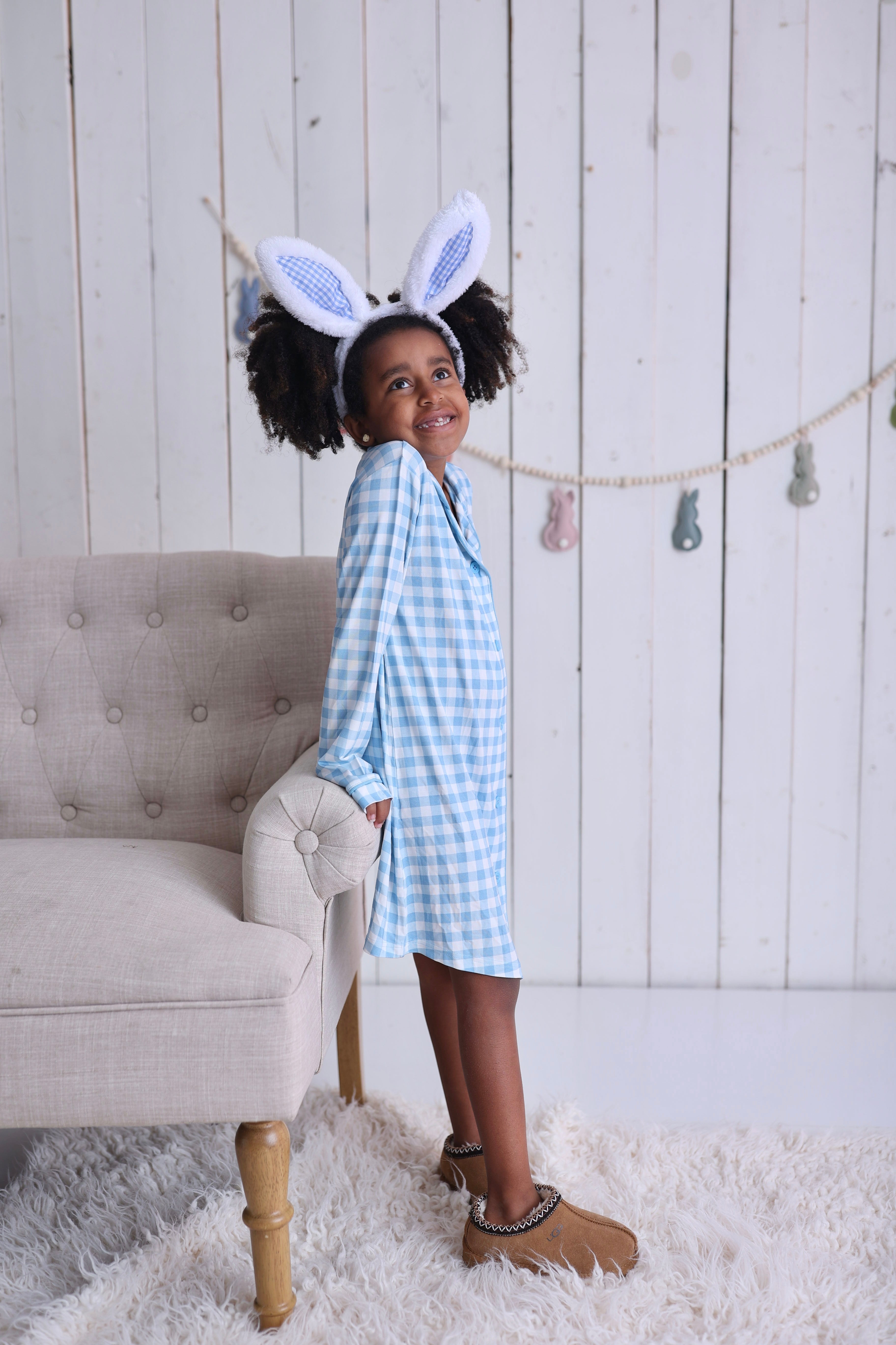 Sky Blue Gingham Girl's Dream Gown